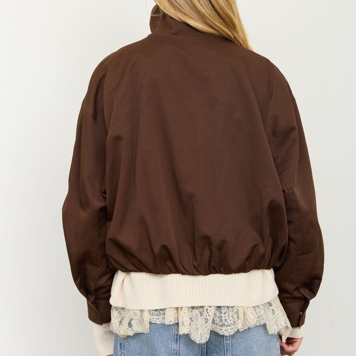 Serenity Zip Up Mock Neck Elastic Hem Jacket