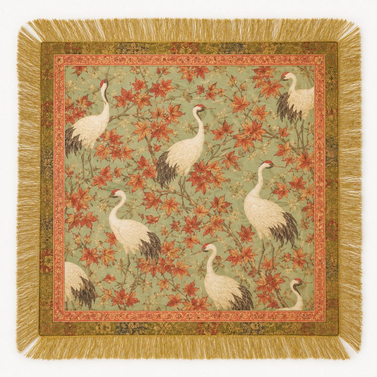 Western Botanical Fringed Square Scarf