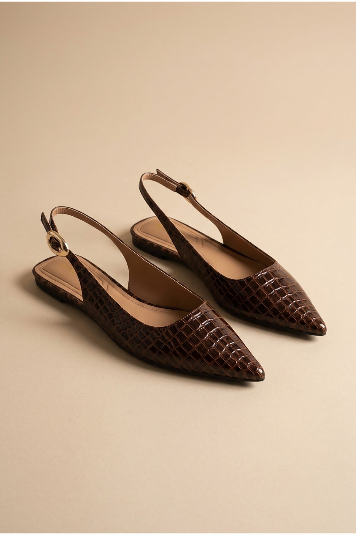 Mollie Brown Crocodile Slingback Flats