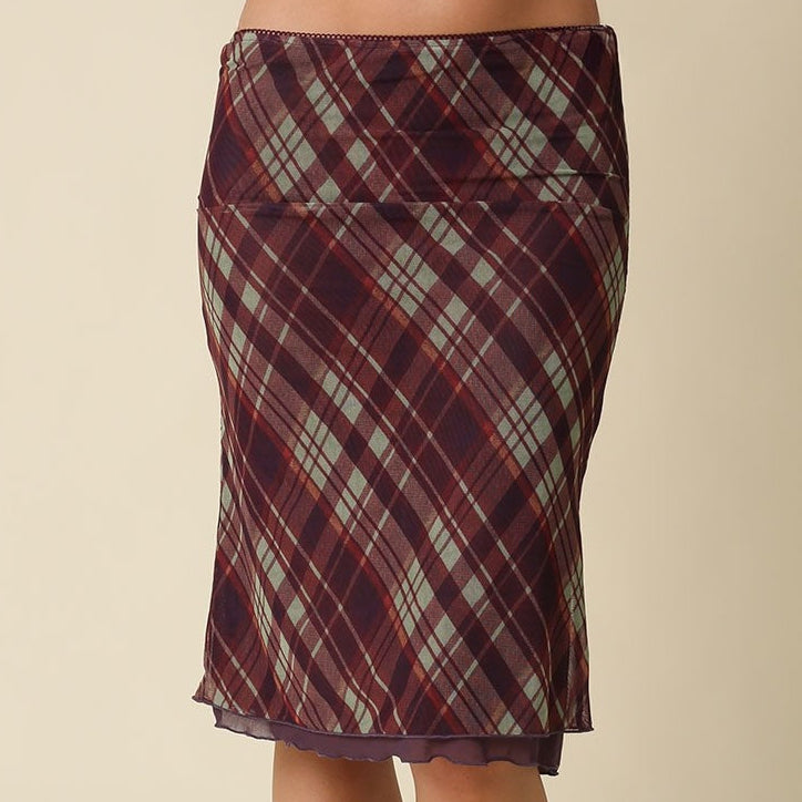 Lily Plaid Mid Rise Midi Skirt
