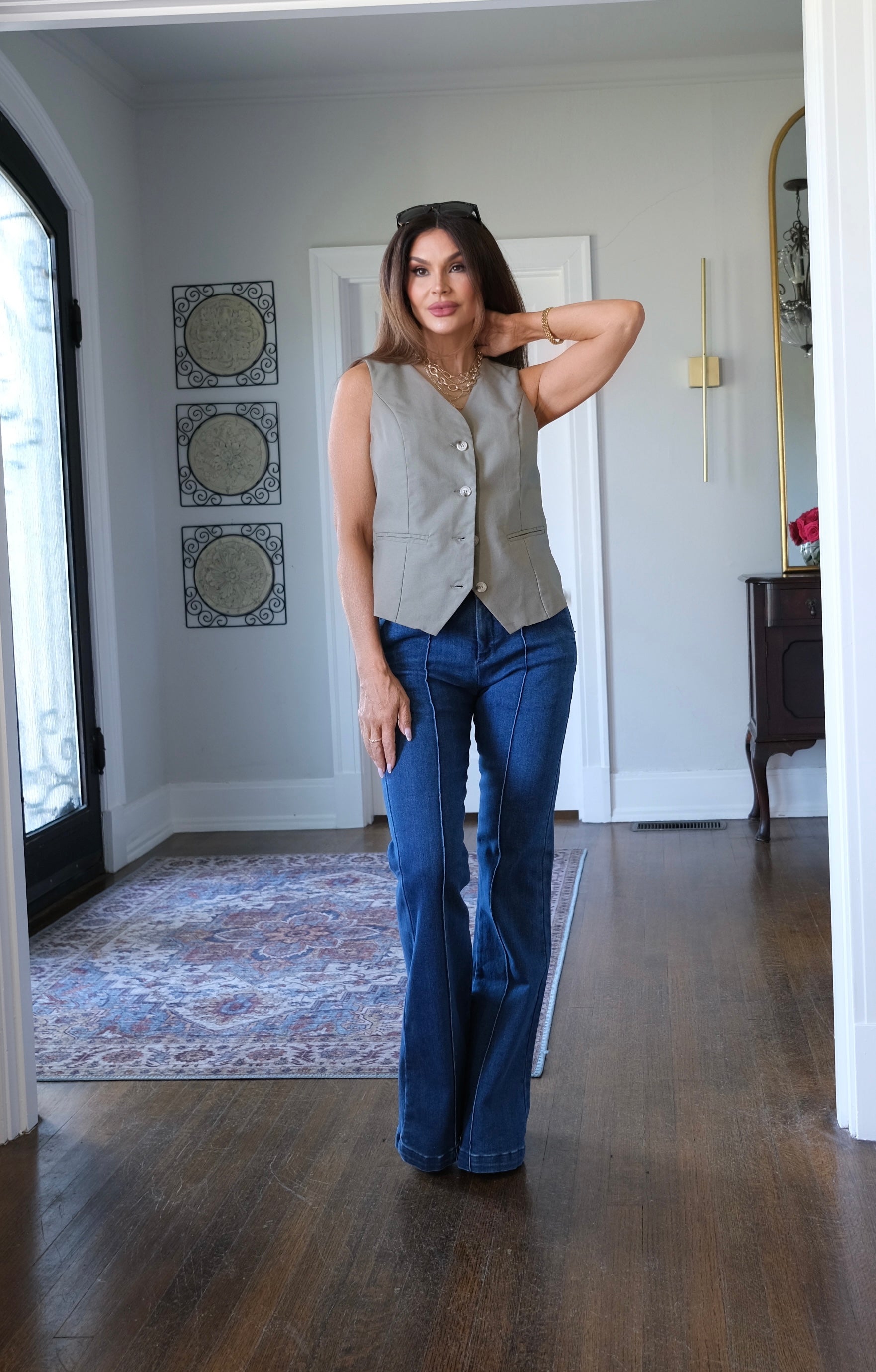 Brenda olive sleeveless vest