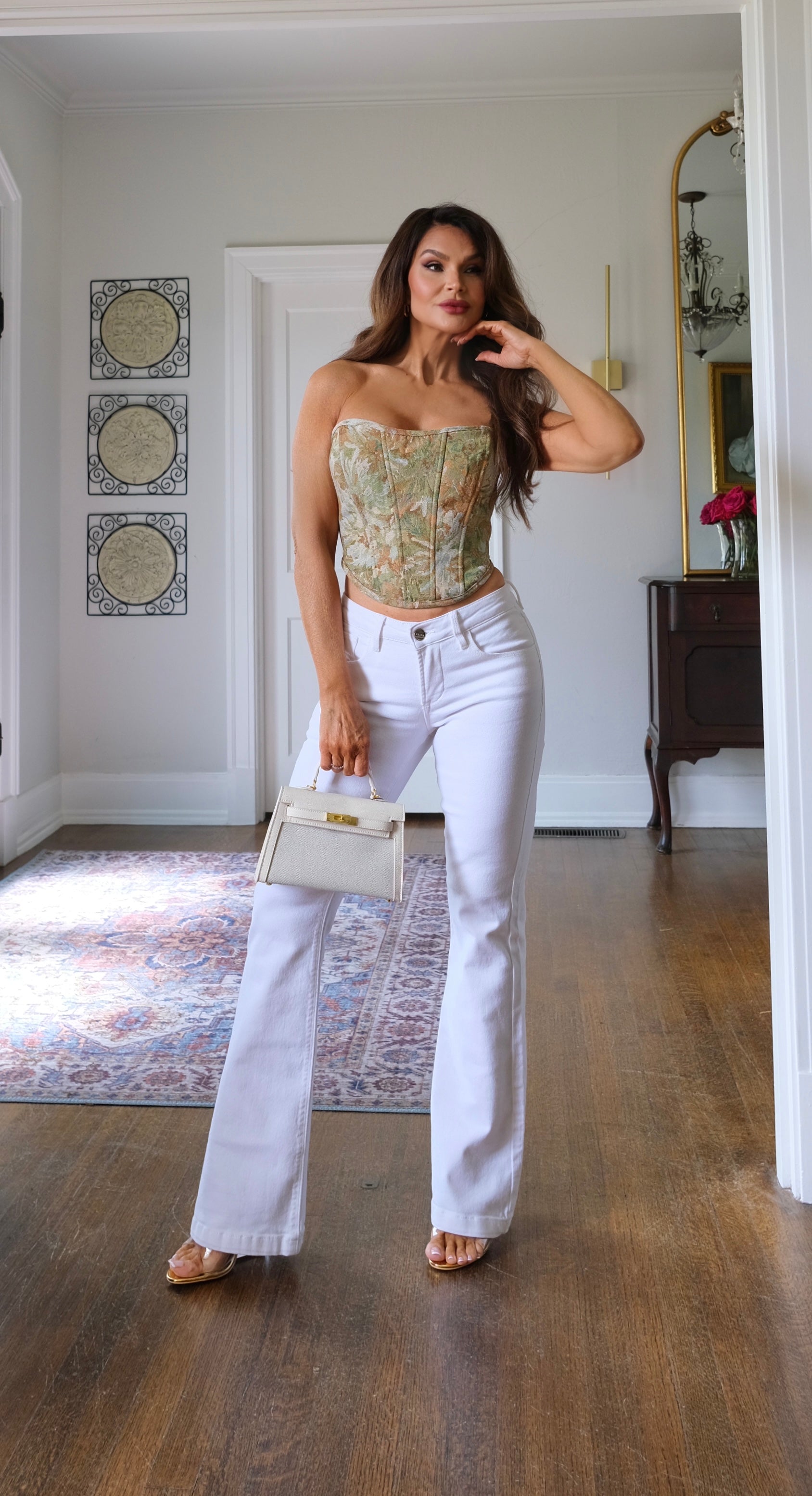 Quinn white low rise flare jean