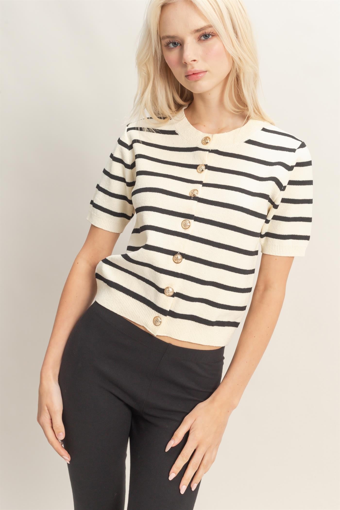 Makayla striped cardigan top
