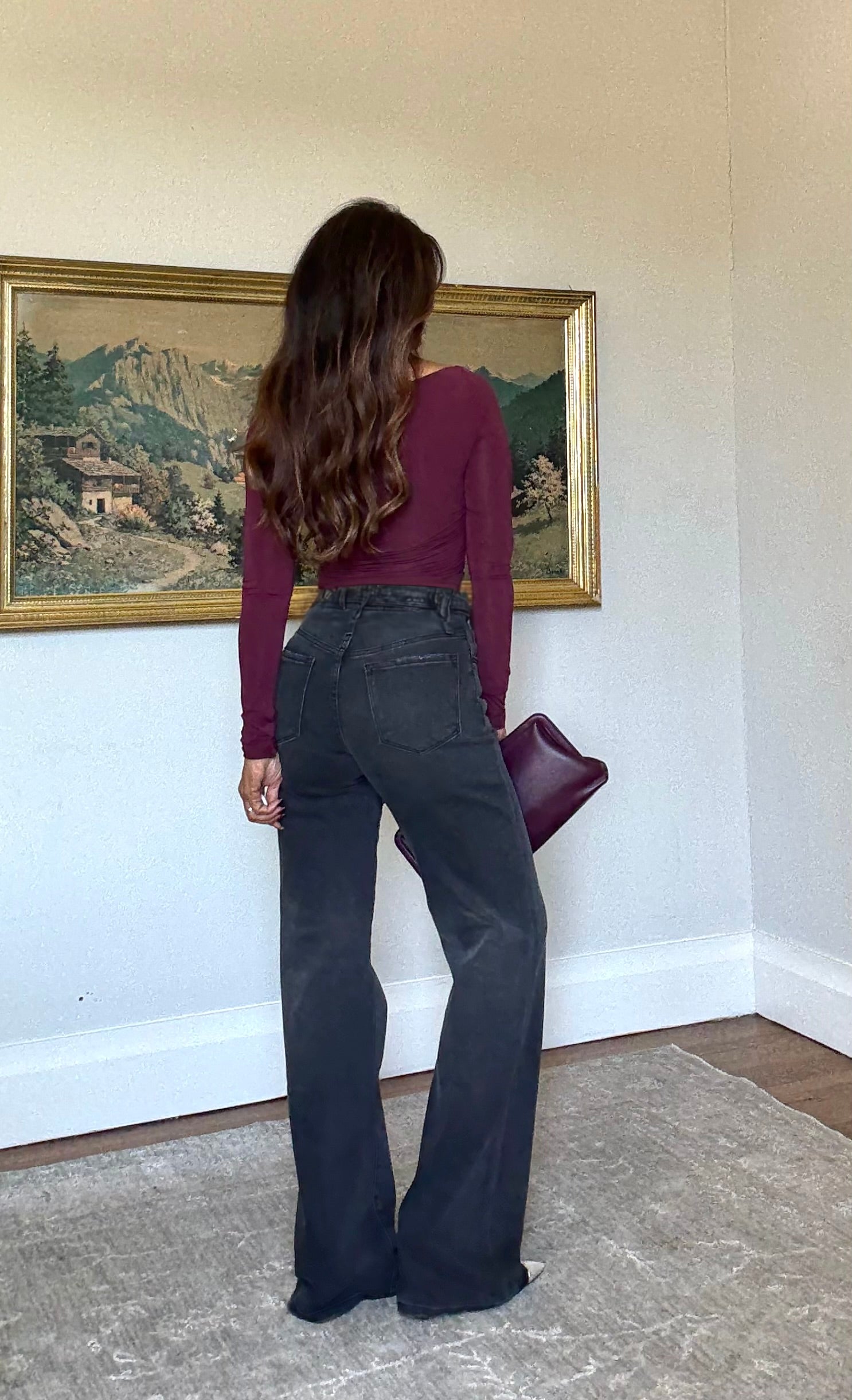 Ella Vintage Black High Rise Straight Jeans