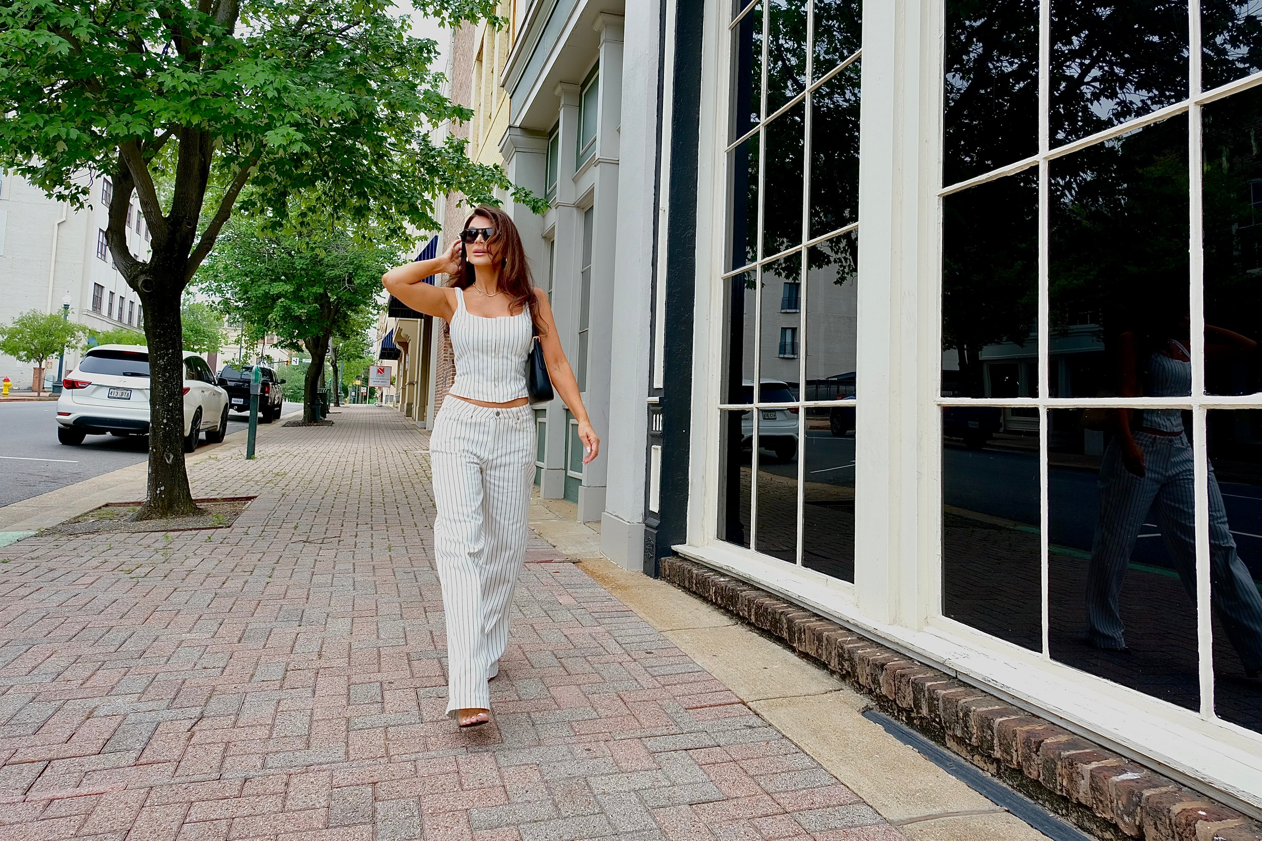 Marni white pin stripe relaxed straight leg jean