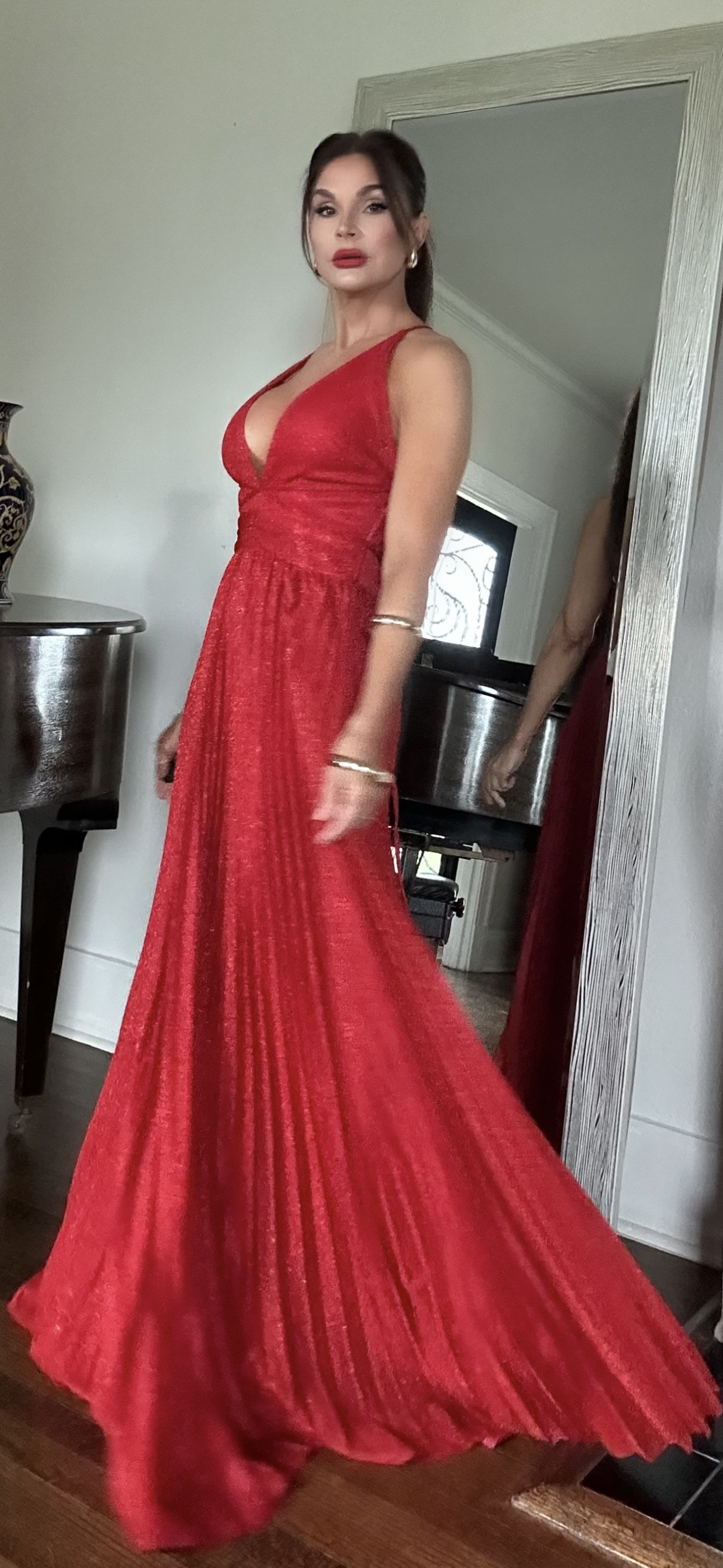 Candice Red Pleated Formal