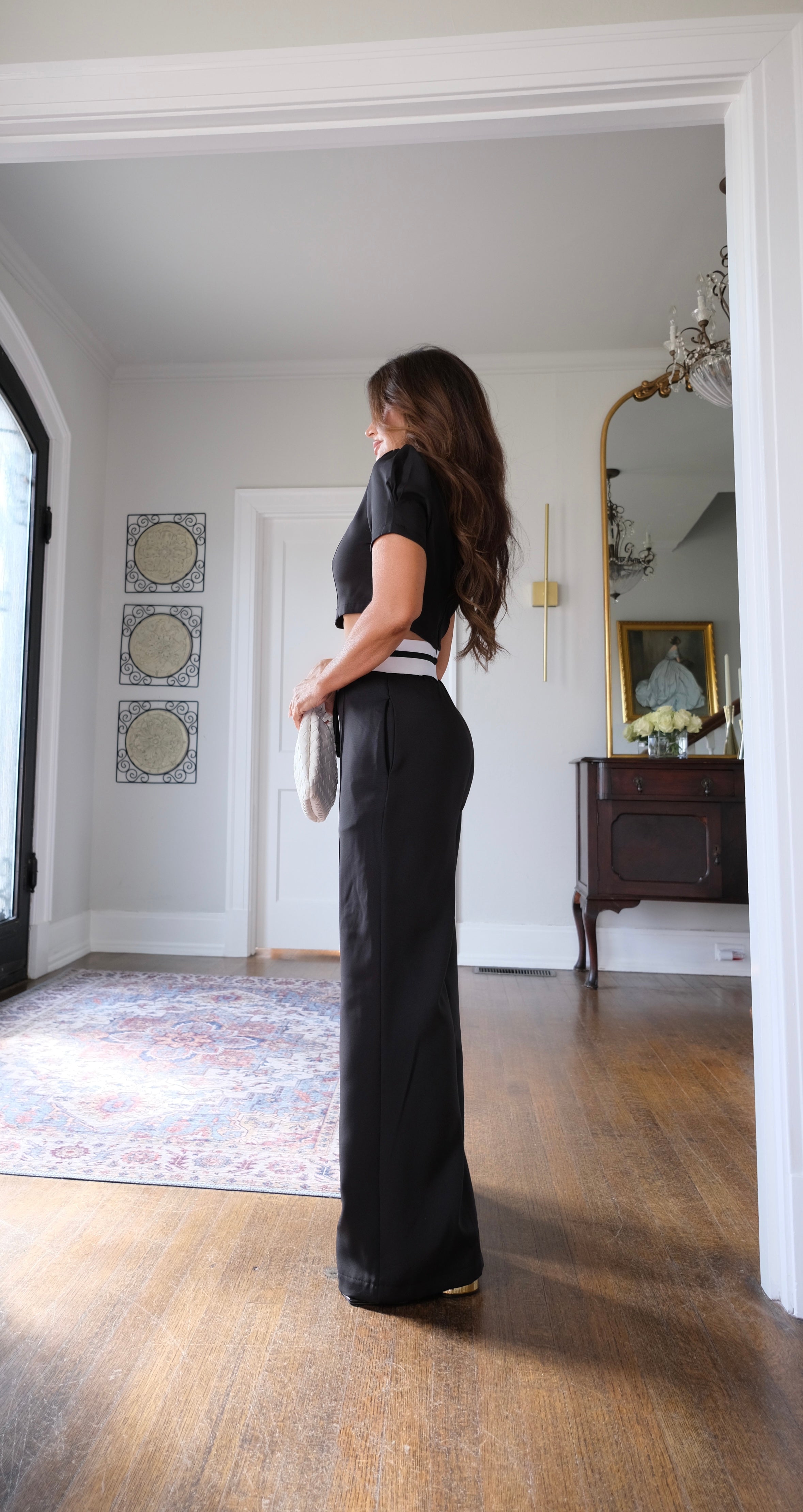 Hillary black and white track pant