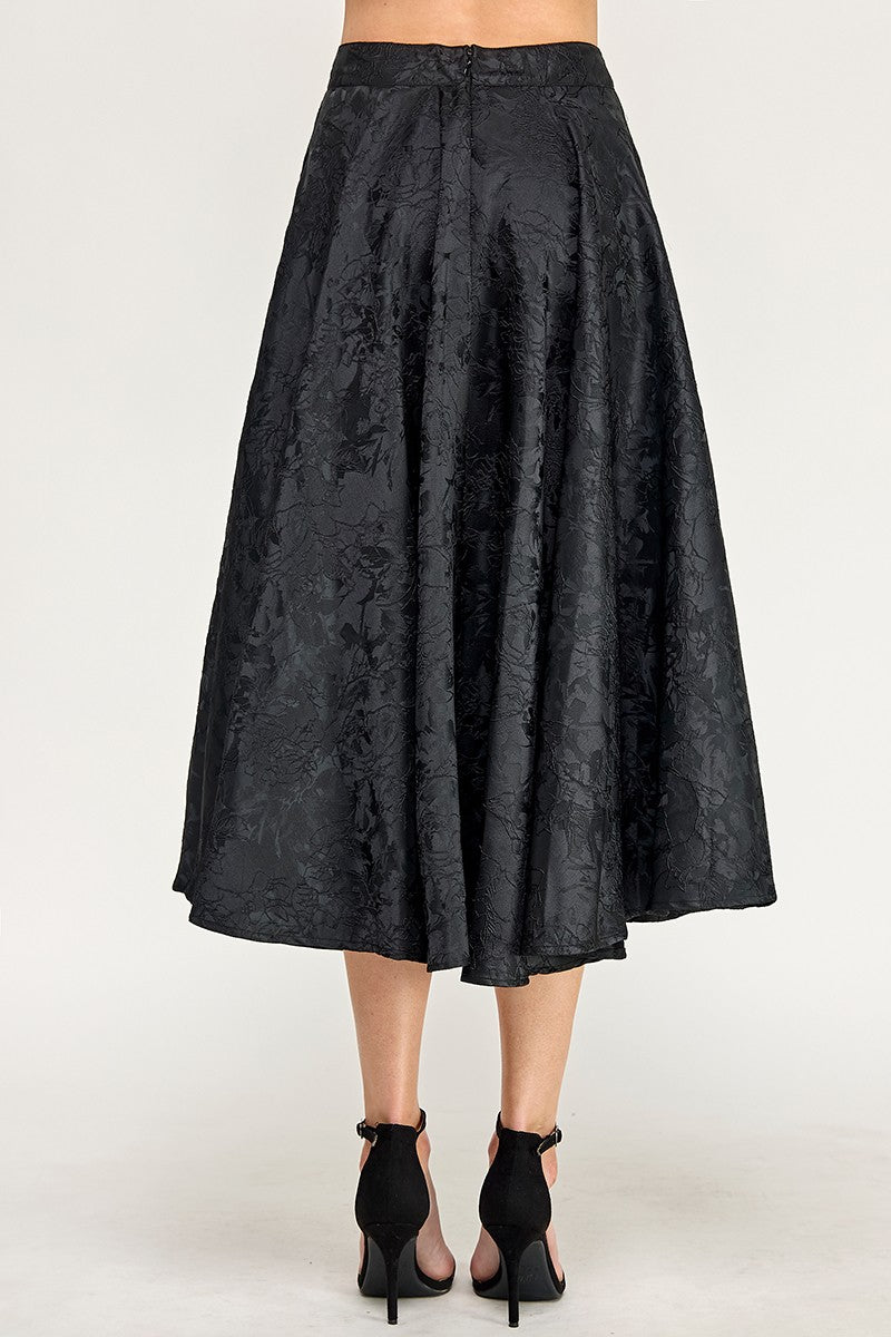 Mia Jacquard Floral Midi Skirt