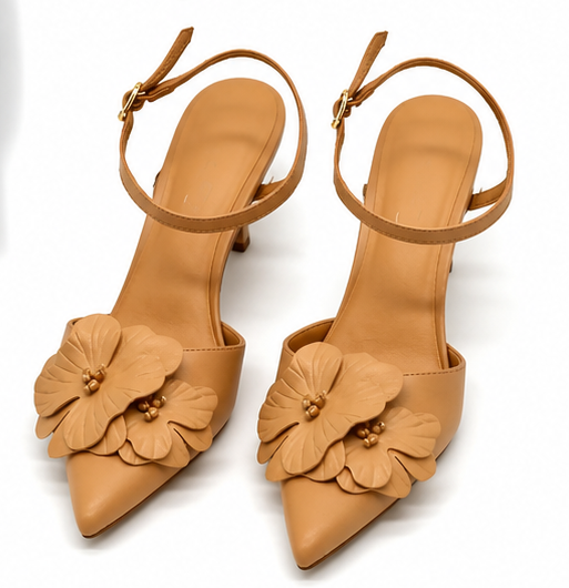 Blade Natural 3D Floral Slingback Heels