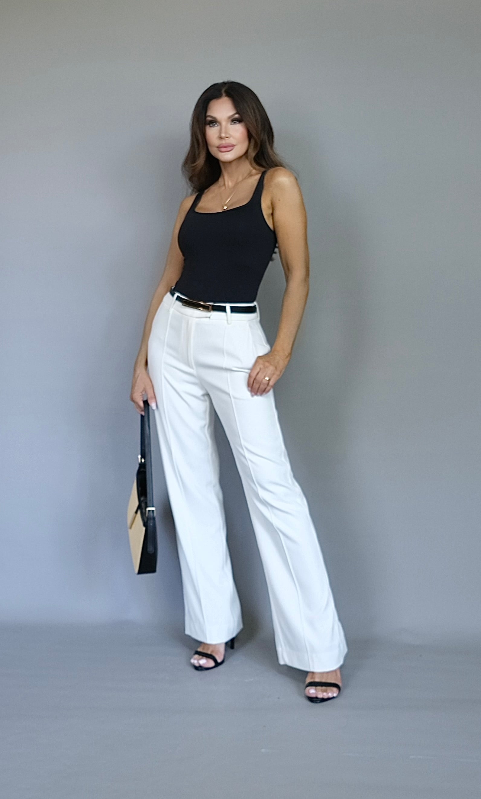 Joey white straight leg trouser pant