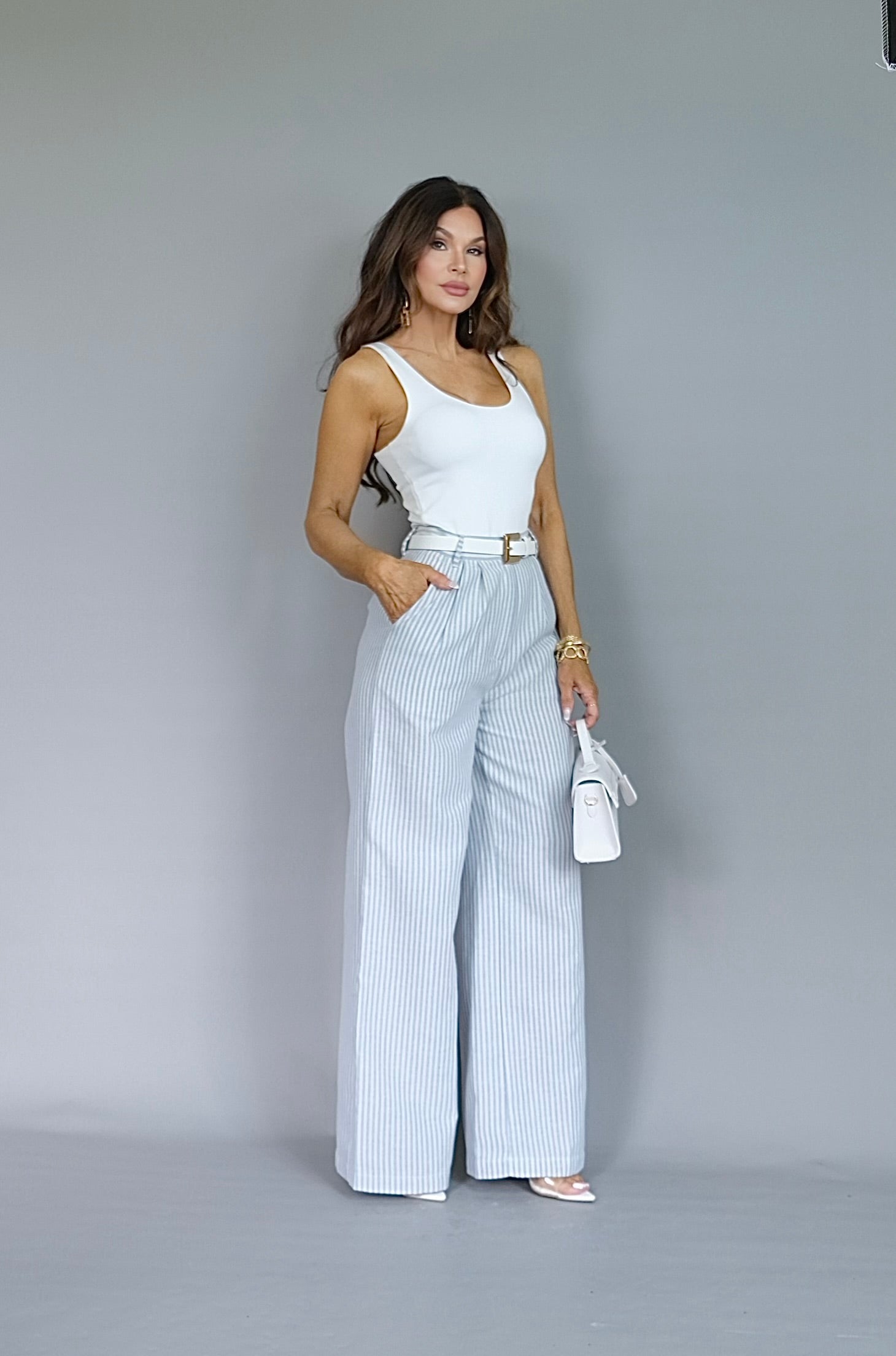 Daytona light blue linen conductor pant