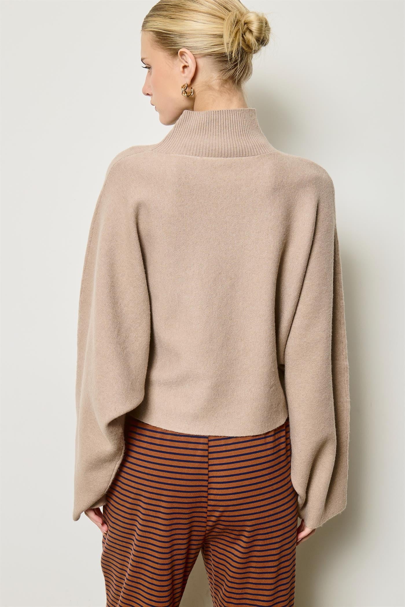 Felicity Mock Neck Dolman Sleeve Knit Sweater