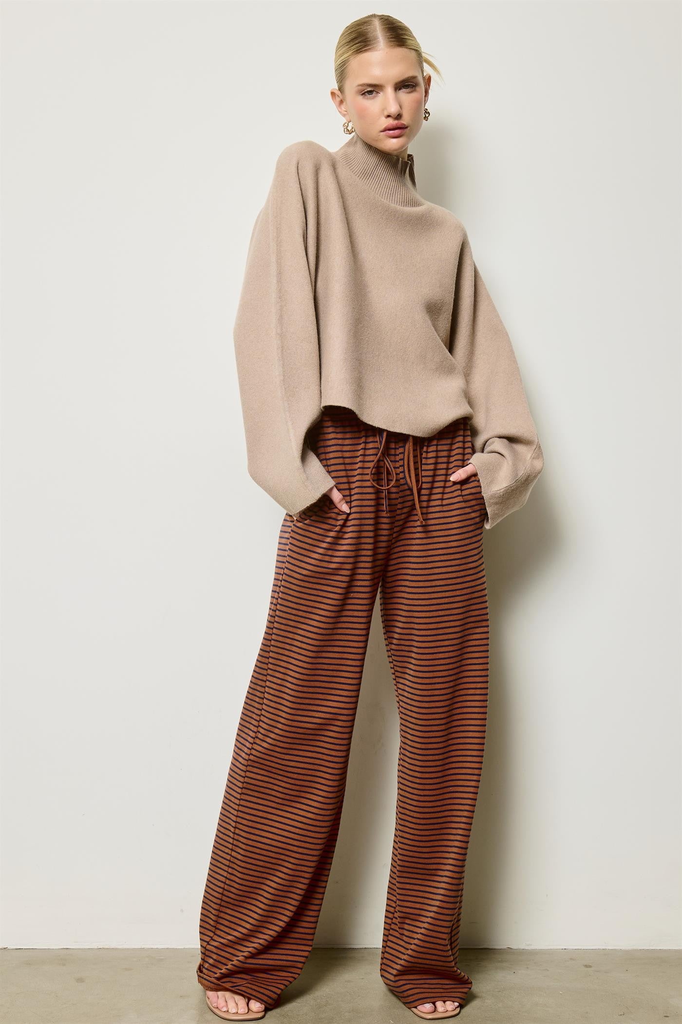 Felicity Mock Neck Dolman Sleeve Knit Sweater