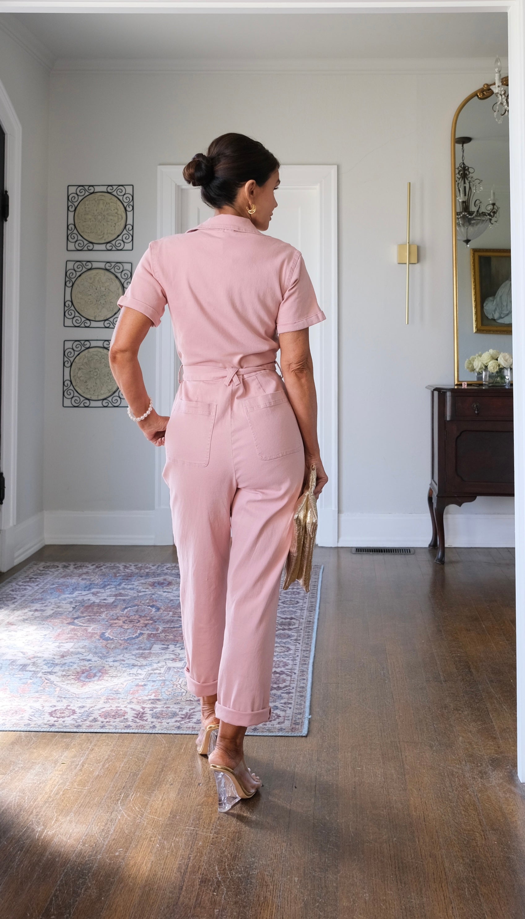 Kendall dusty pink washed utility jumper