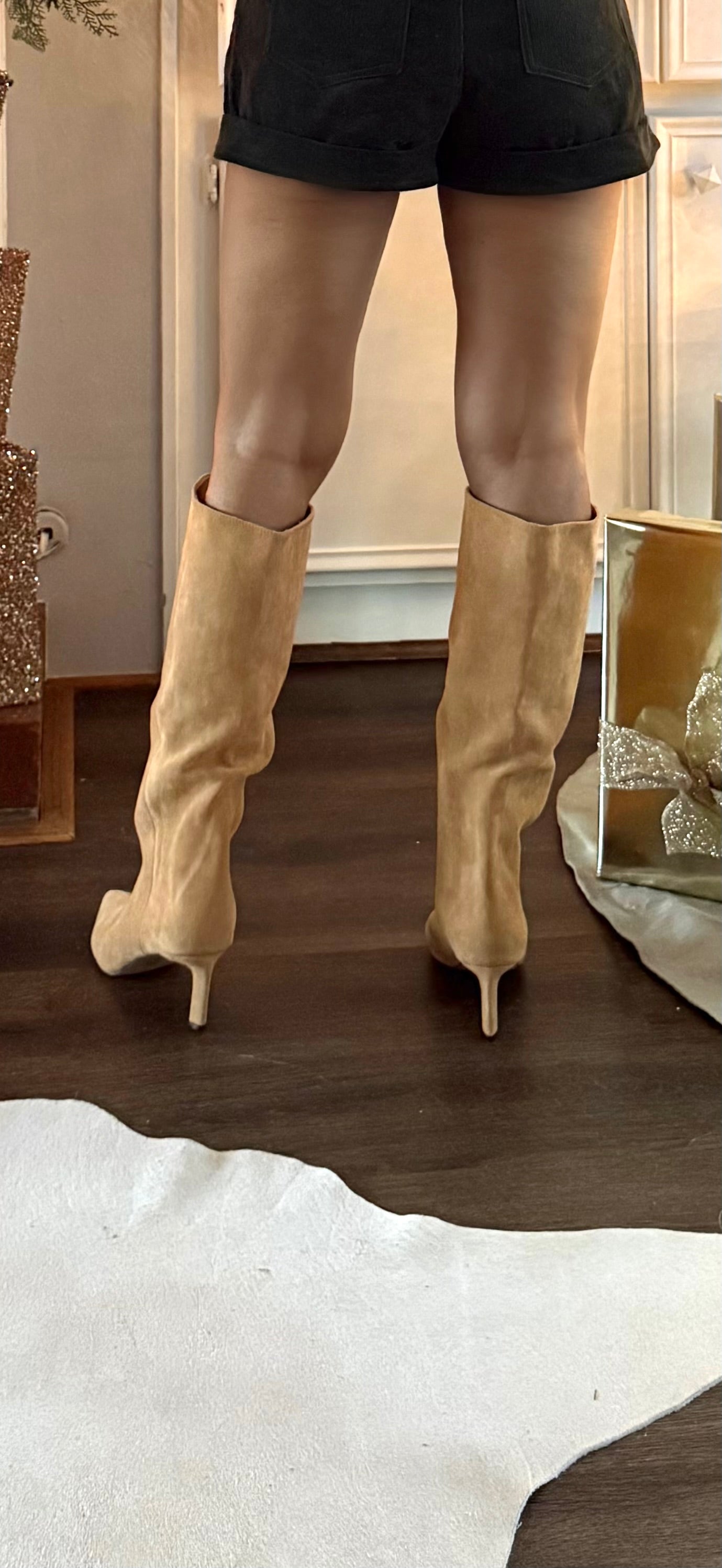 Estelle Camel Suede Pointy Toe Slouchy Boot