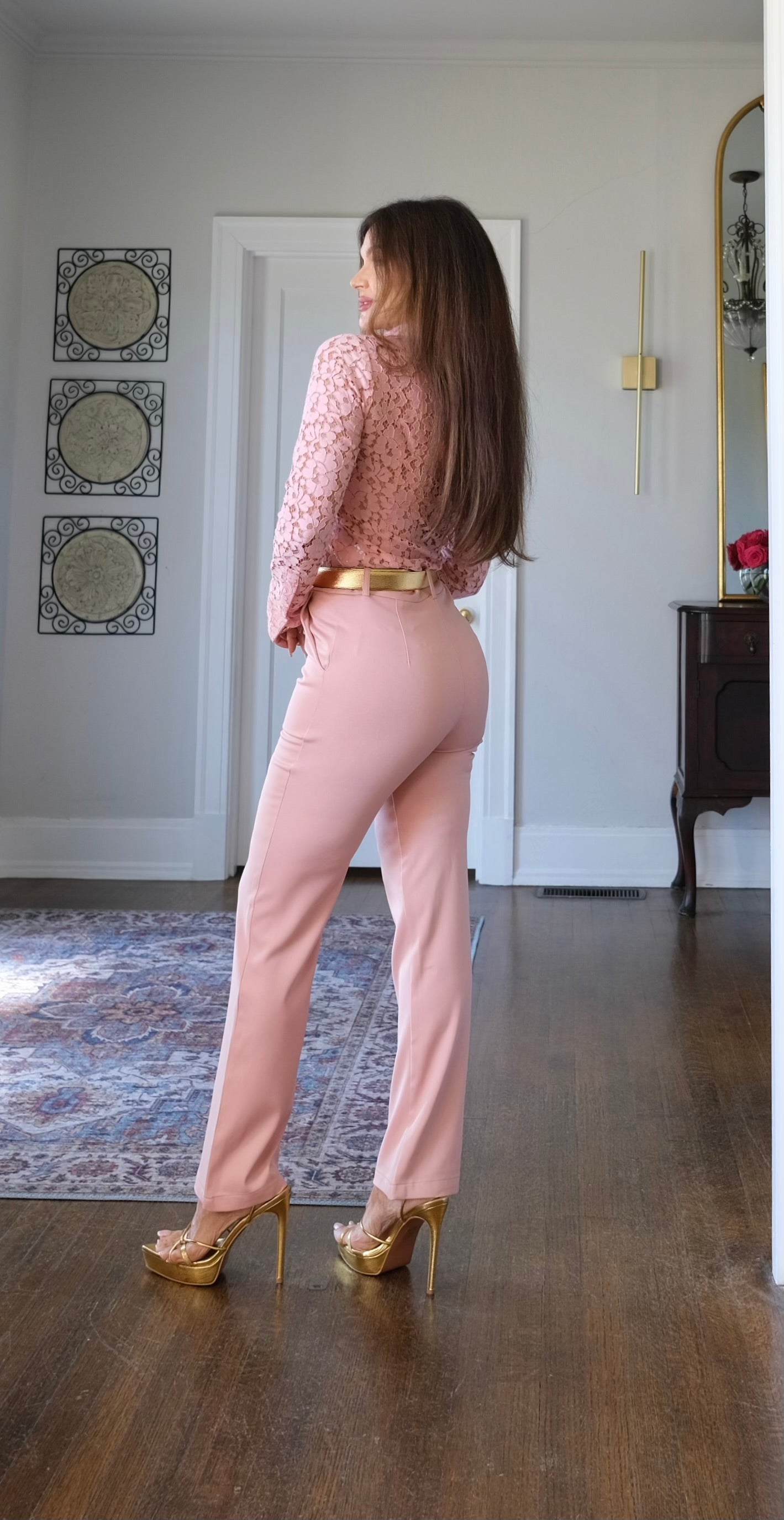 Natalie soft pink straight leg pant