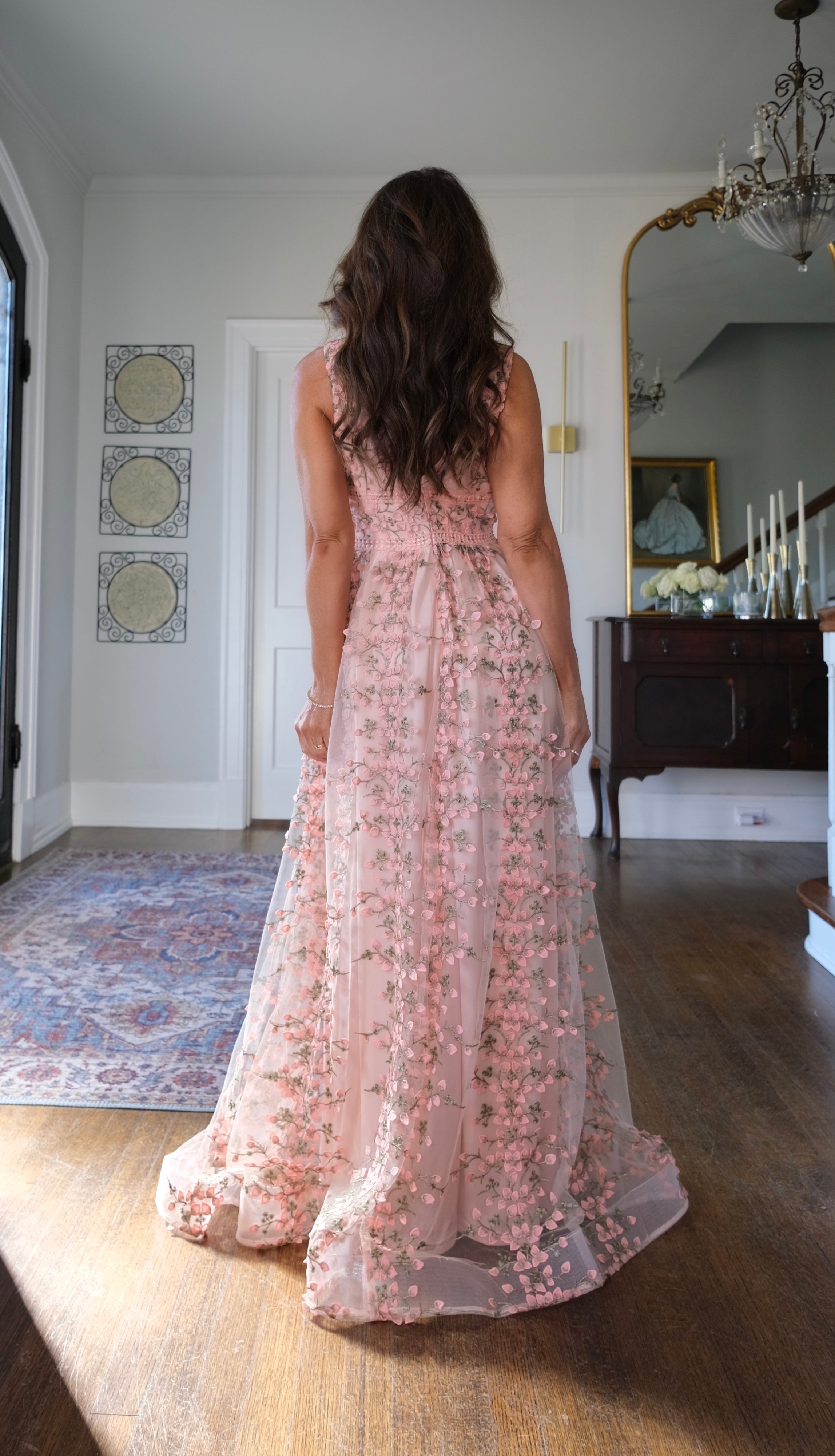 Molly Mauve embroidered floral lace maxi dress