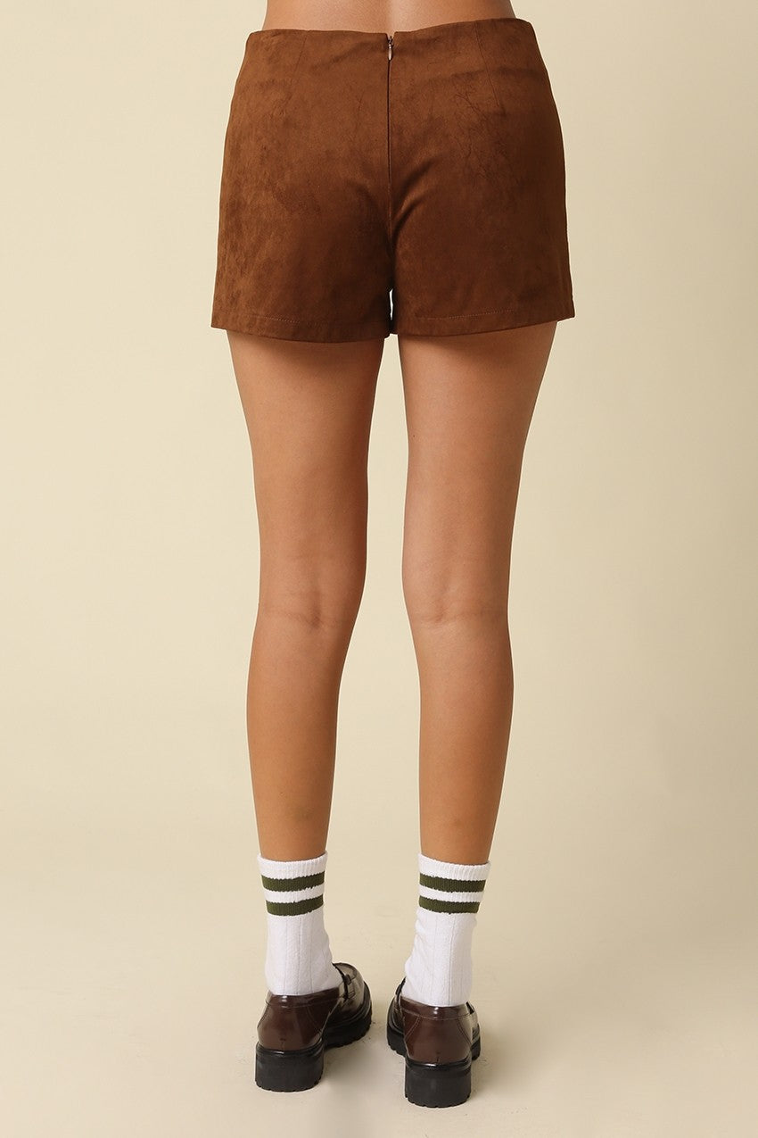 Anna Light Brown Suede Shorts