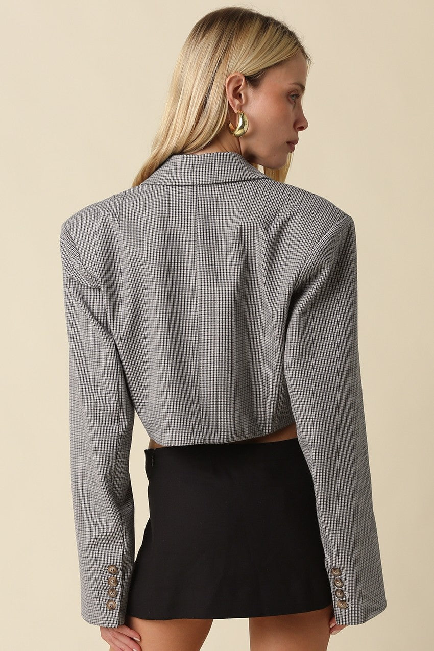 Agnes Gray & Navy Cropped Blazer Jacket