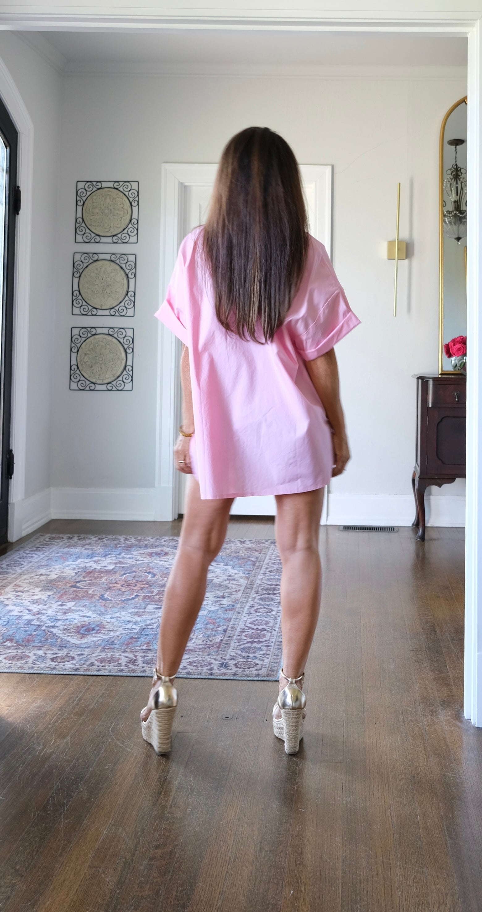 Klein blush pink short sleeve button up
