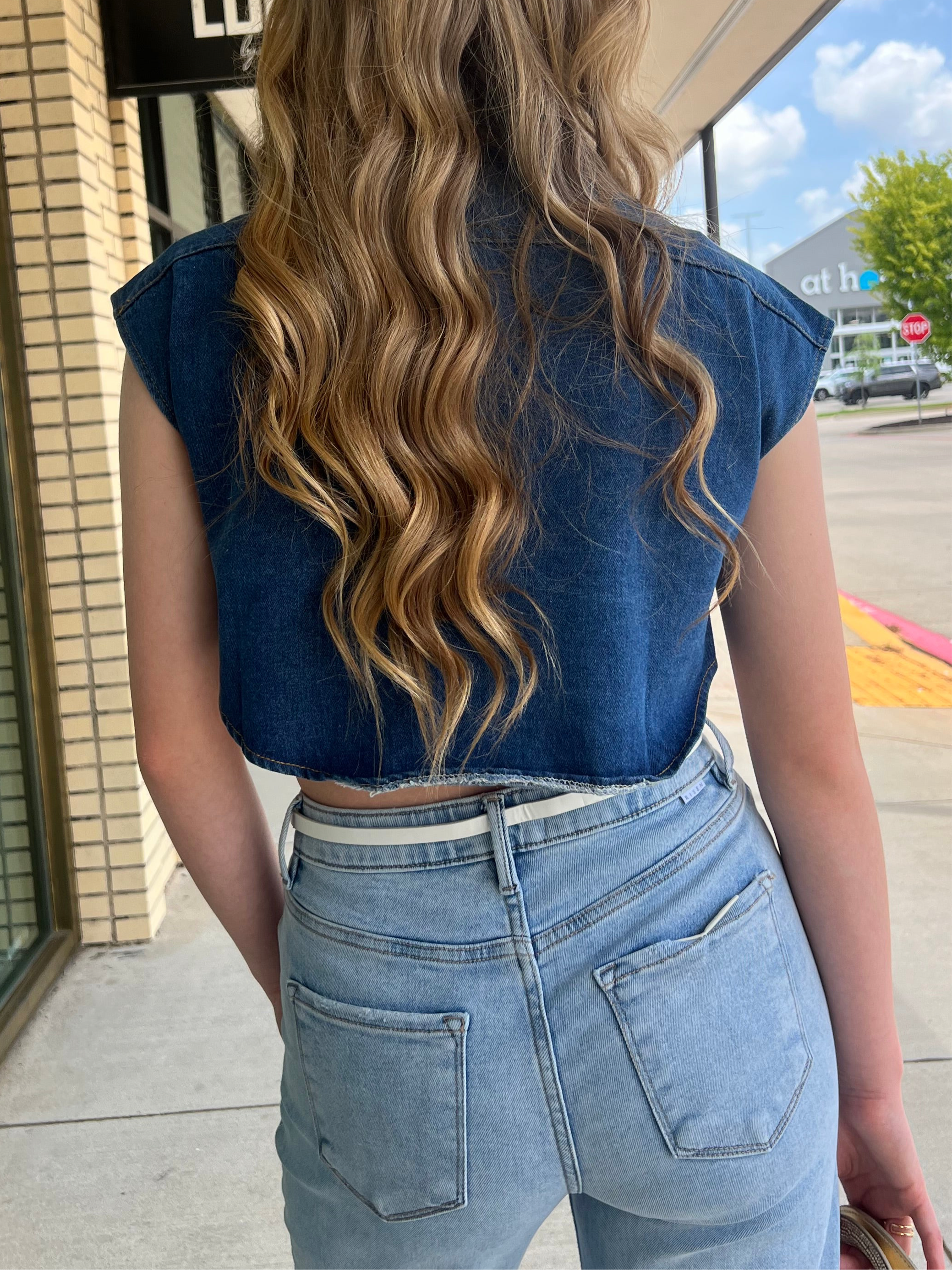 Lonni Dark Denim Cropped Vest