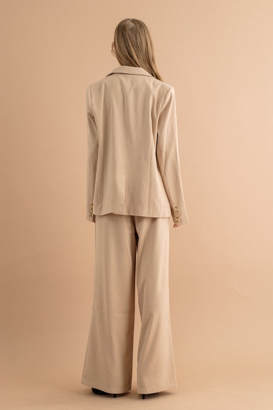 Zinnia Beige Double Button Blazer Jacket