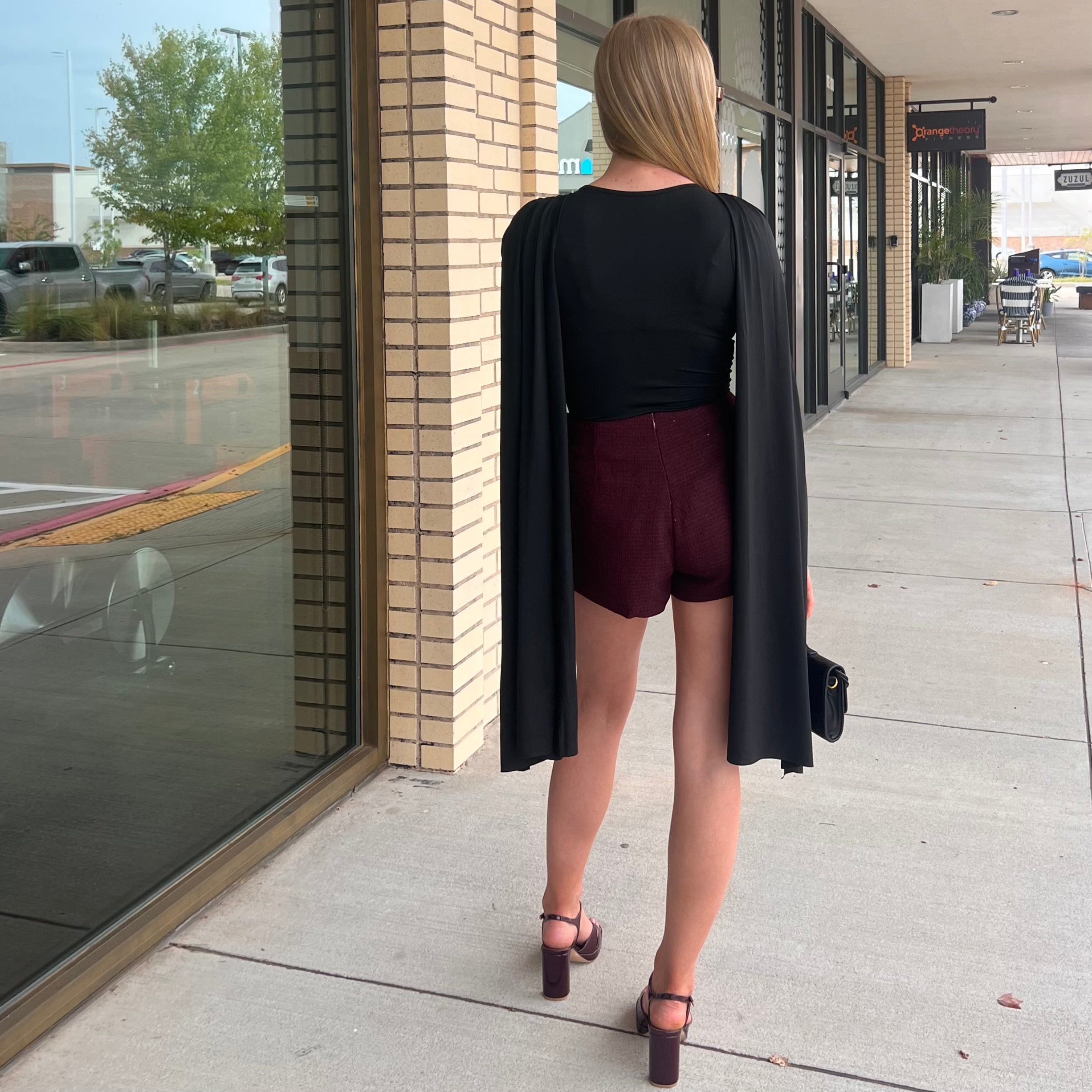Posh Black Drape Sleeve Bodysuit