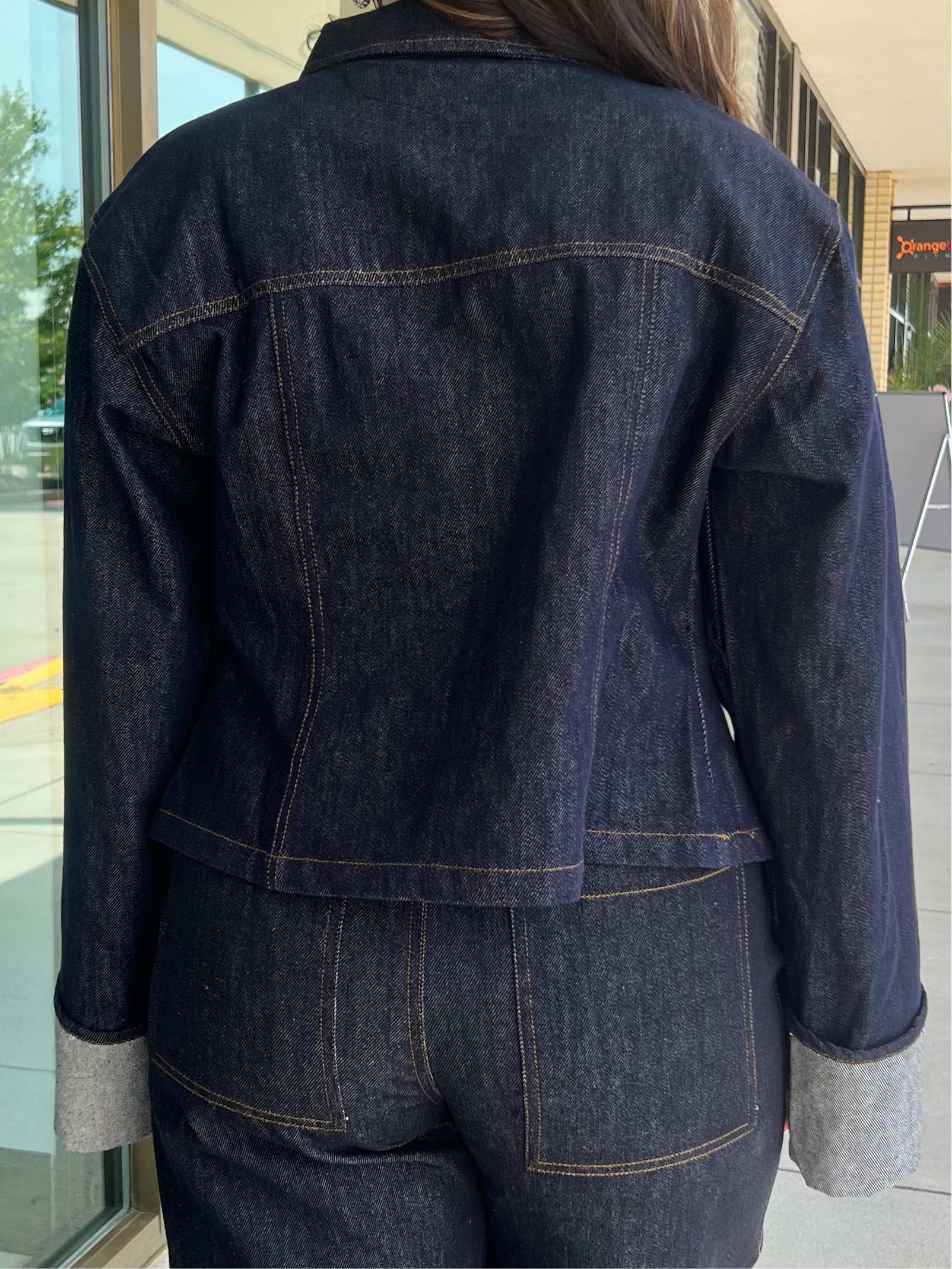 Lucy Dark Denim Jacket With Cuffed Sleeves