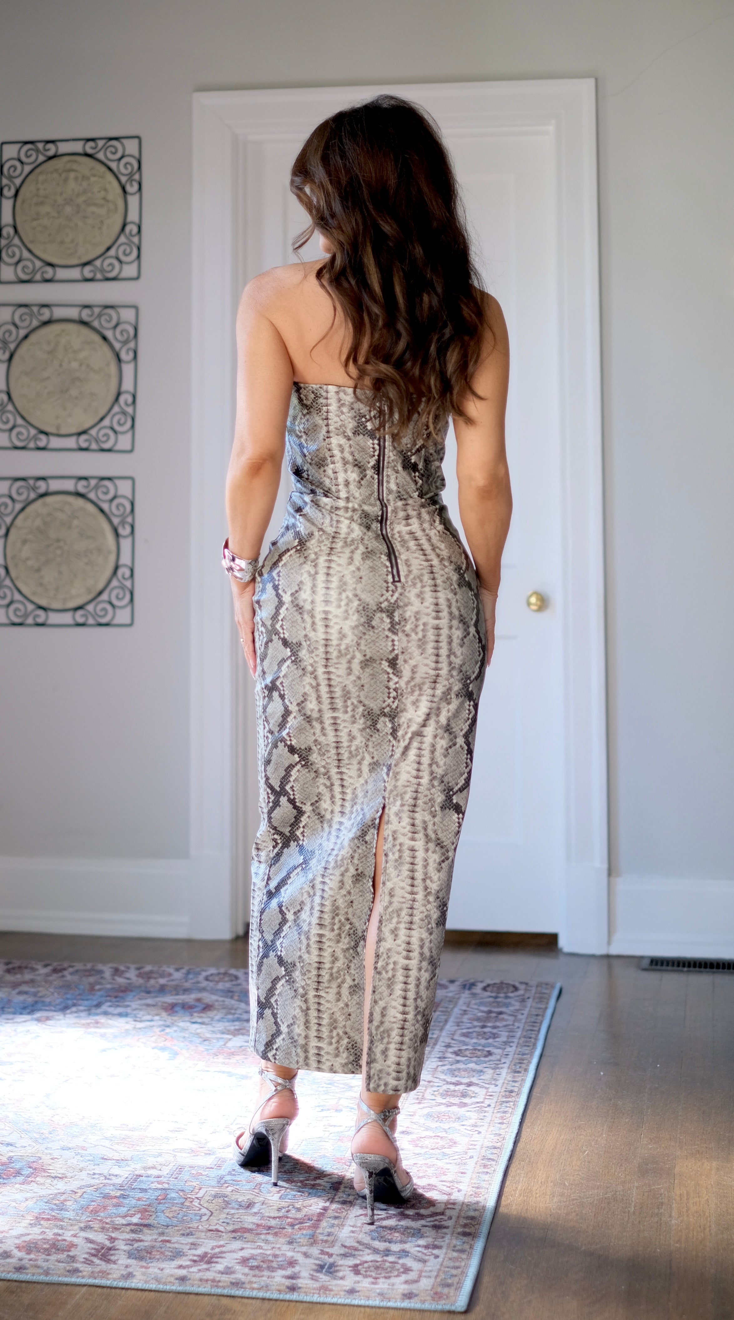 Siren Snakeskin Midi with Sweetheart Neckline