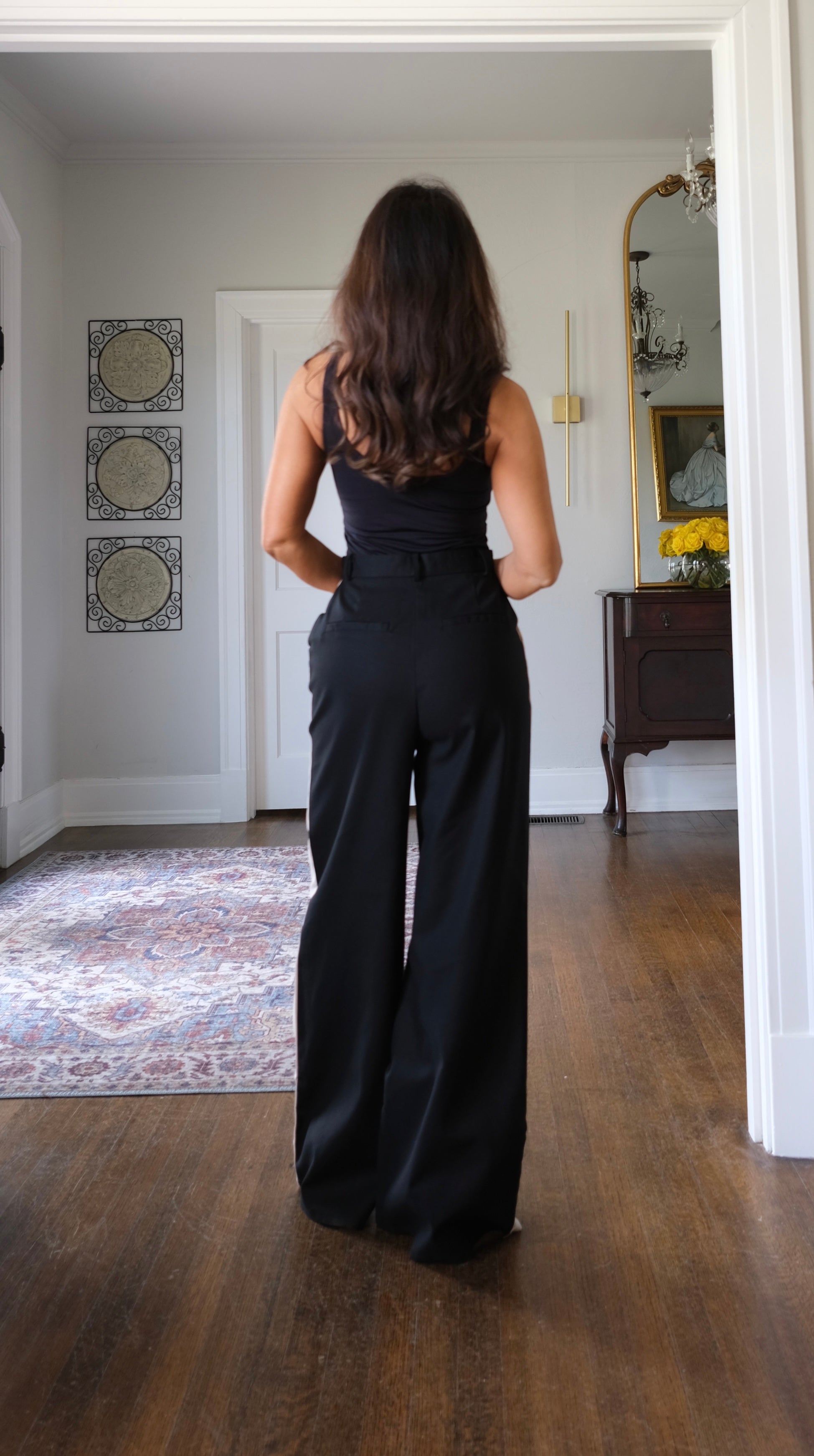 Piper almond and black wide leg pant