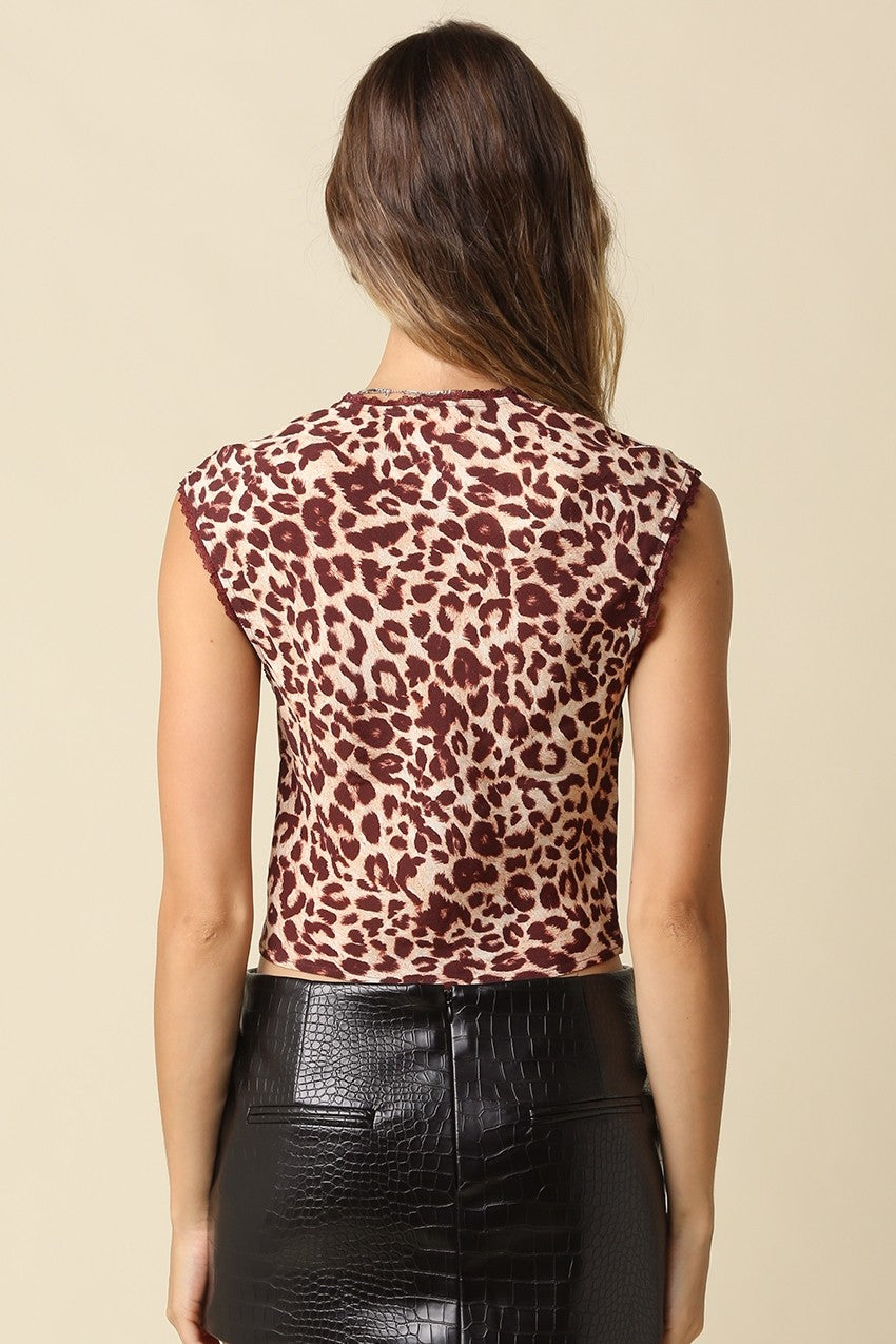 Kelsey Leopard Sleeveless Crop Top