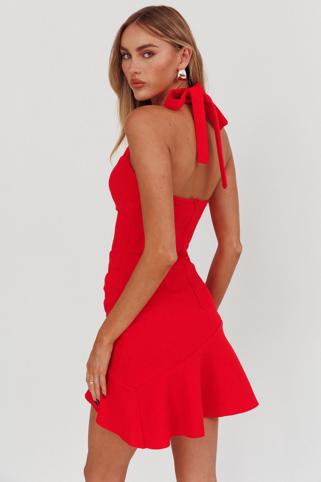 Rosalia square neck halter mini dress