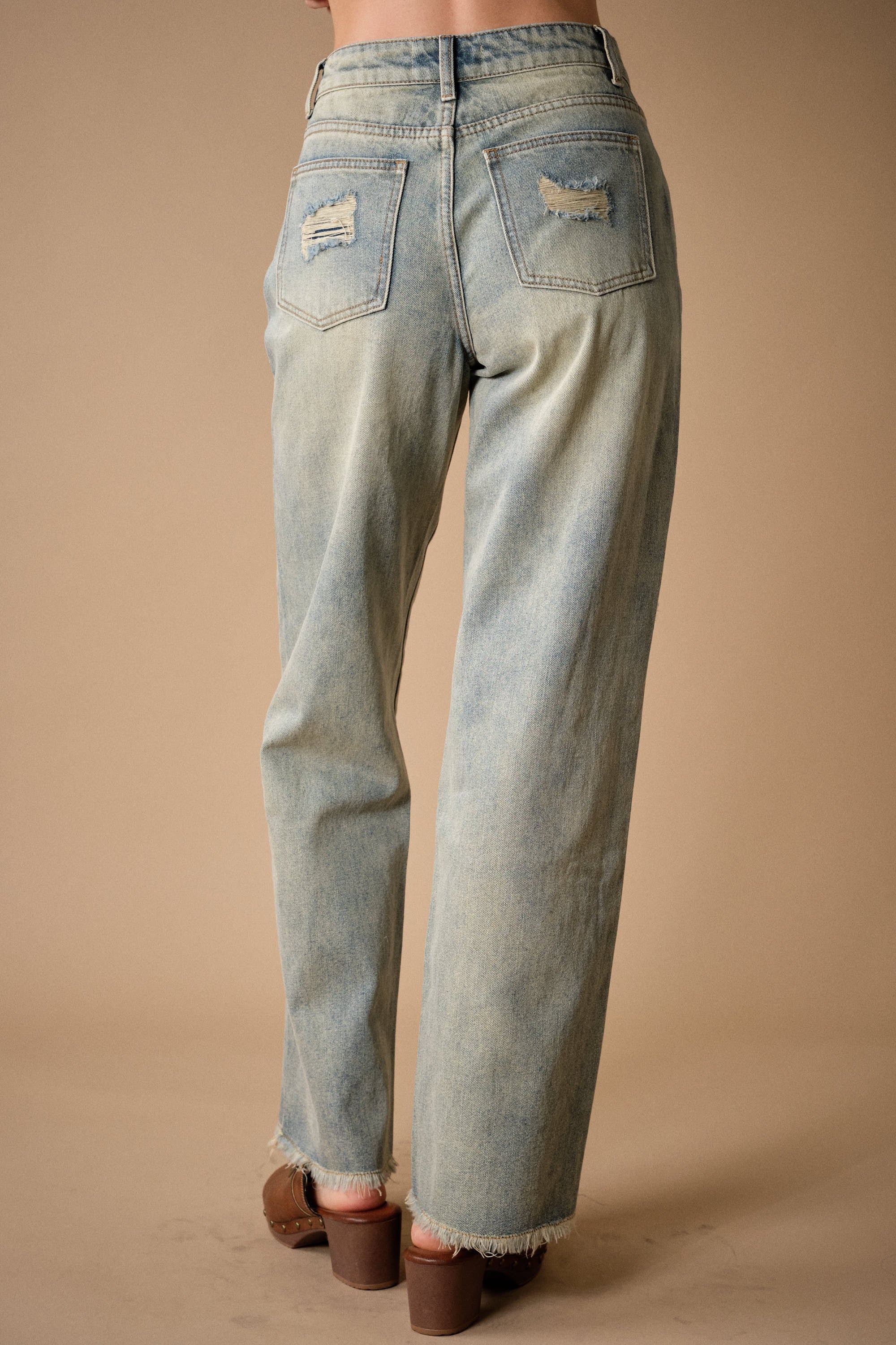 Vicki Denim Floral Embroidered Distressed Jeans