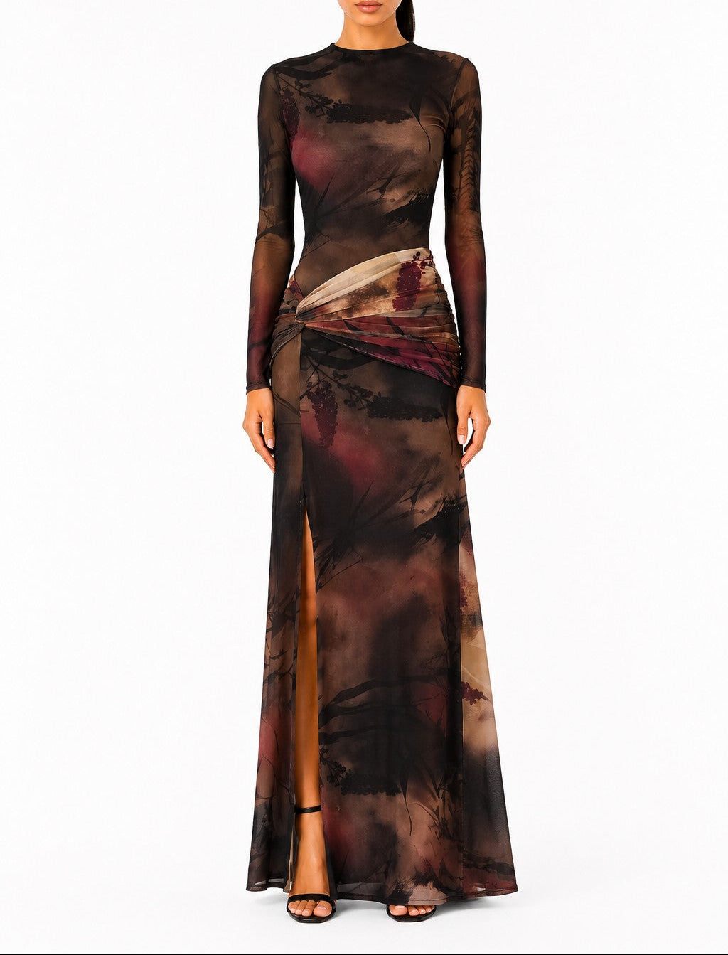 Valerie Multicolor Front Twist Detail Maxi Dress