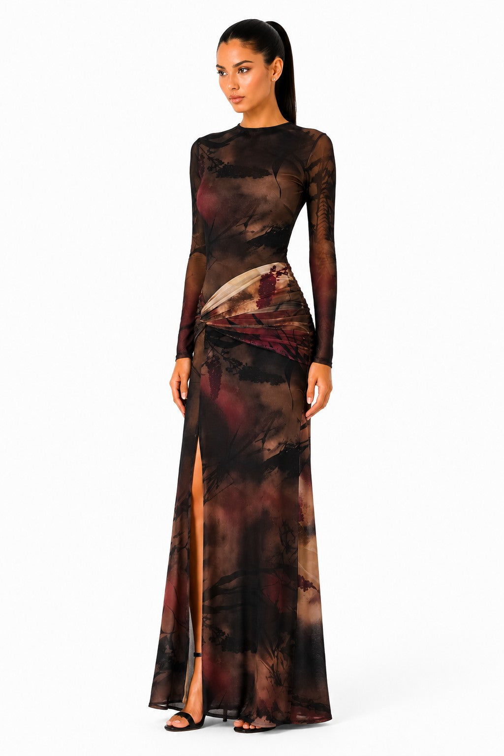Valerie Multicolor Front Twist Detail Maxi Dress