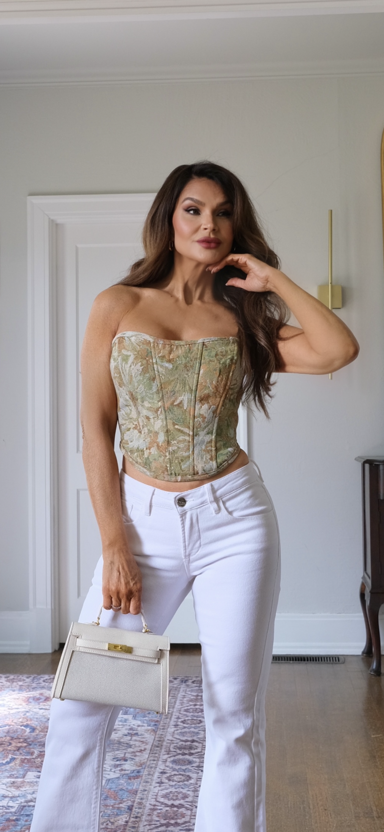 Florencia sage print corset top