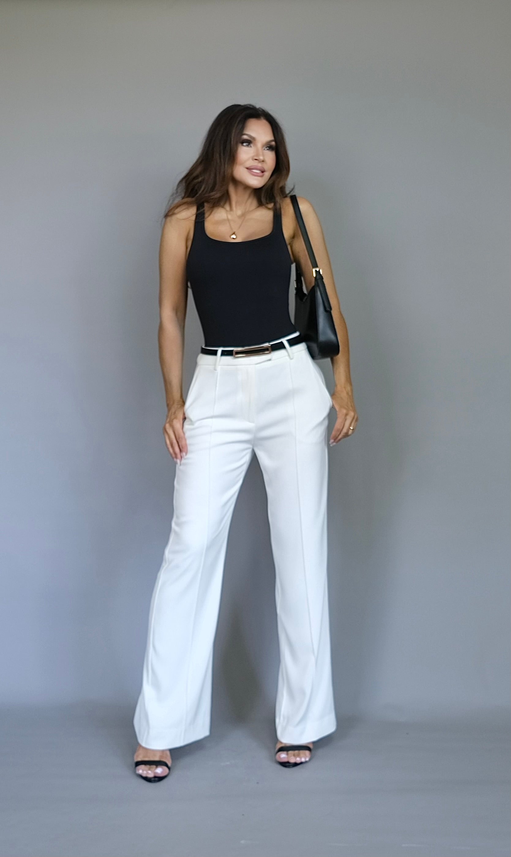 Joey white straight leg trouser pant