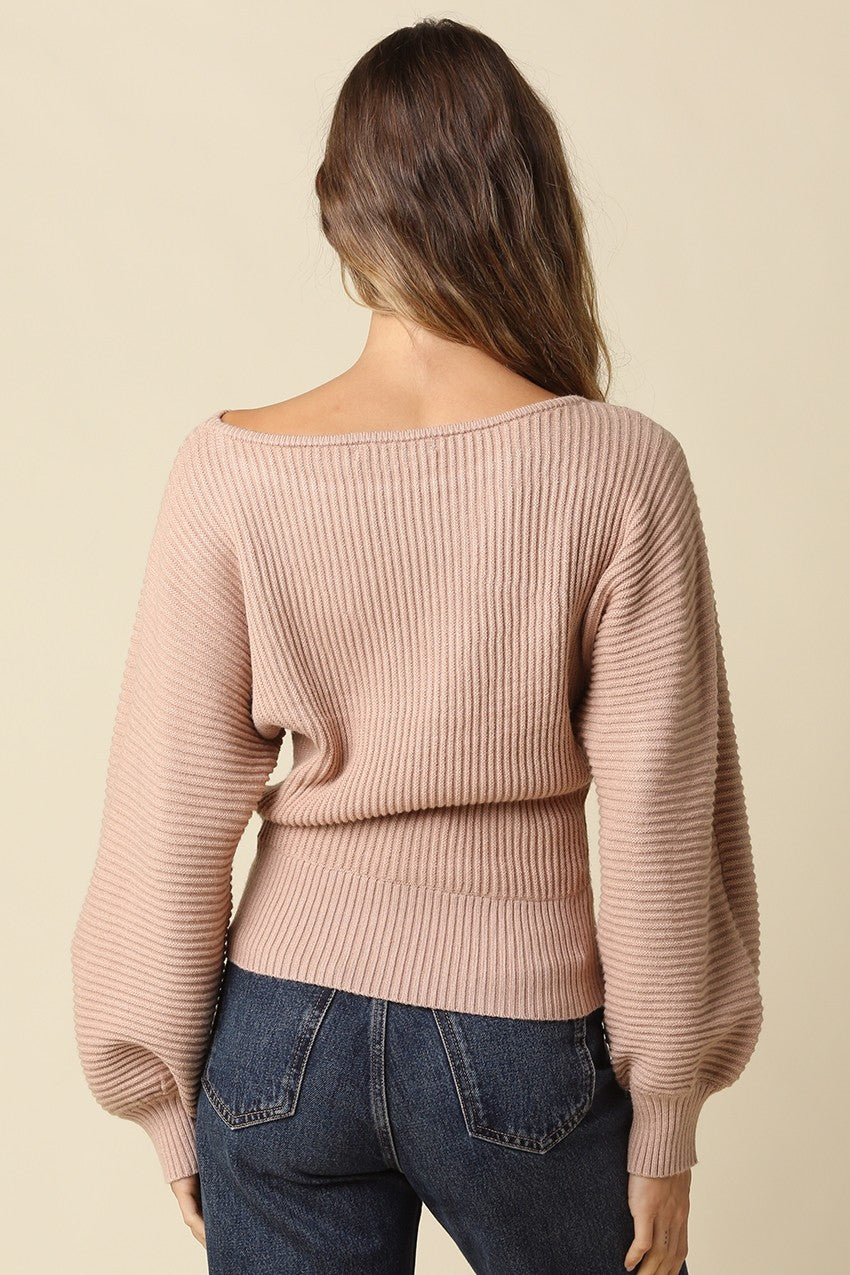 Sutton Ribbed Boat Neck Sweater Top
