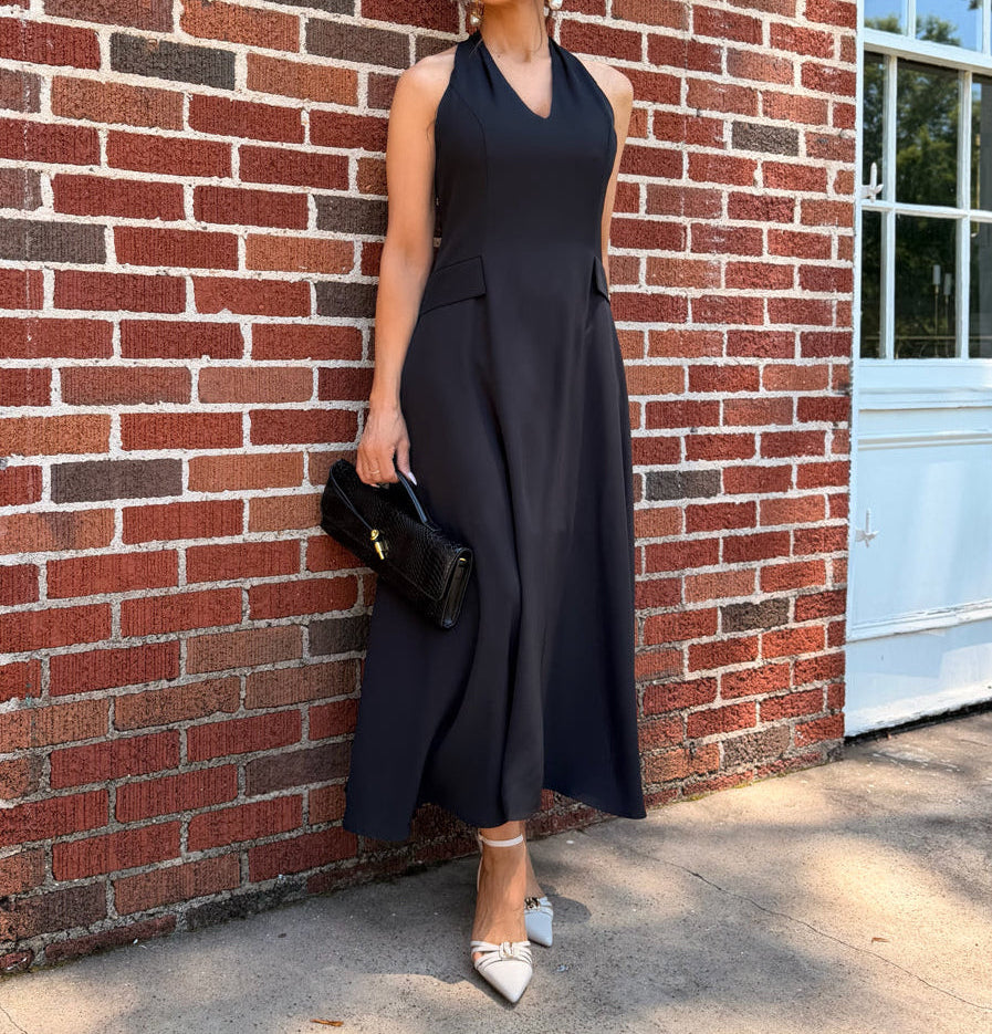 Brielle Black Twisted Back Maxi Dress