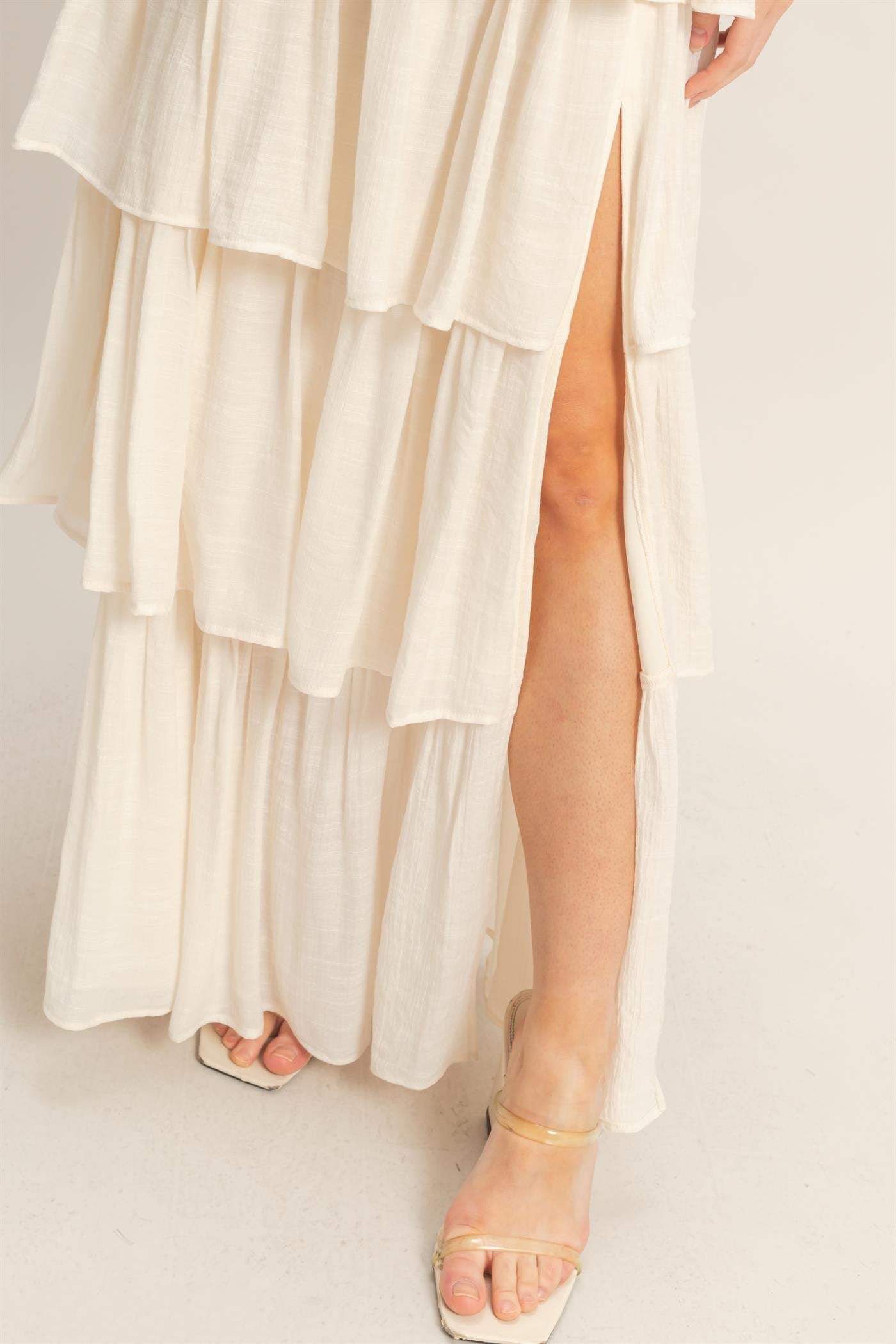 Jamie cream tiered strapless dress