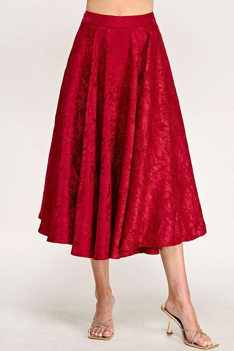 Mia Jacquard Floral Midi Skirt