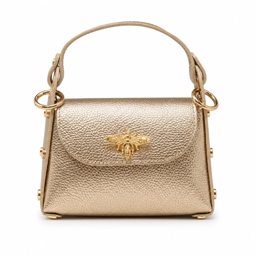 Charlette Gold Italian Leather Bumblebee Mini Bag