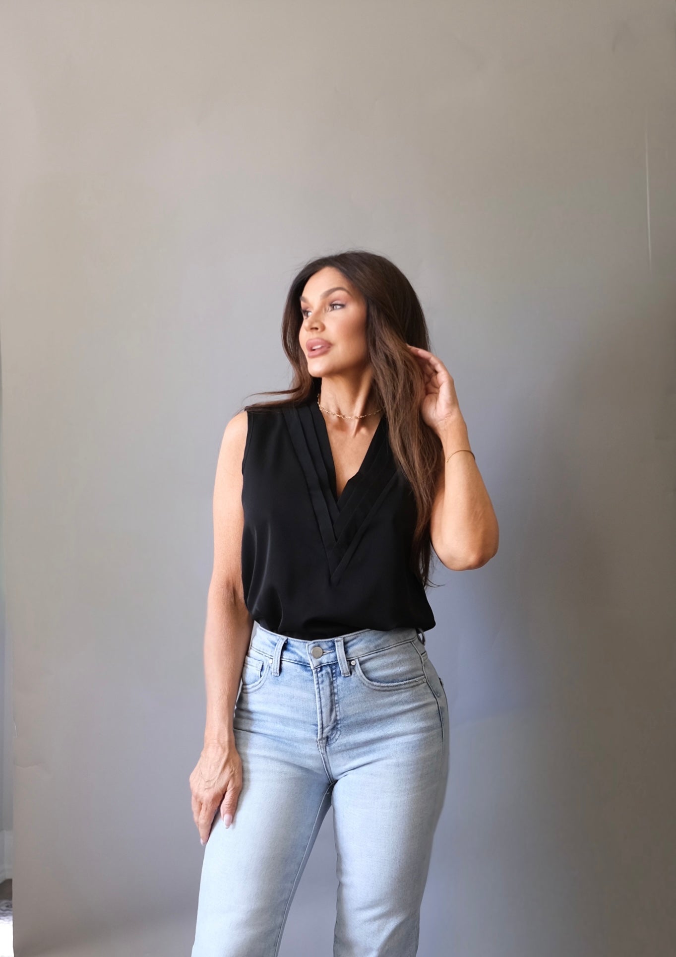 Lauryn black v-neck blouse