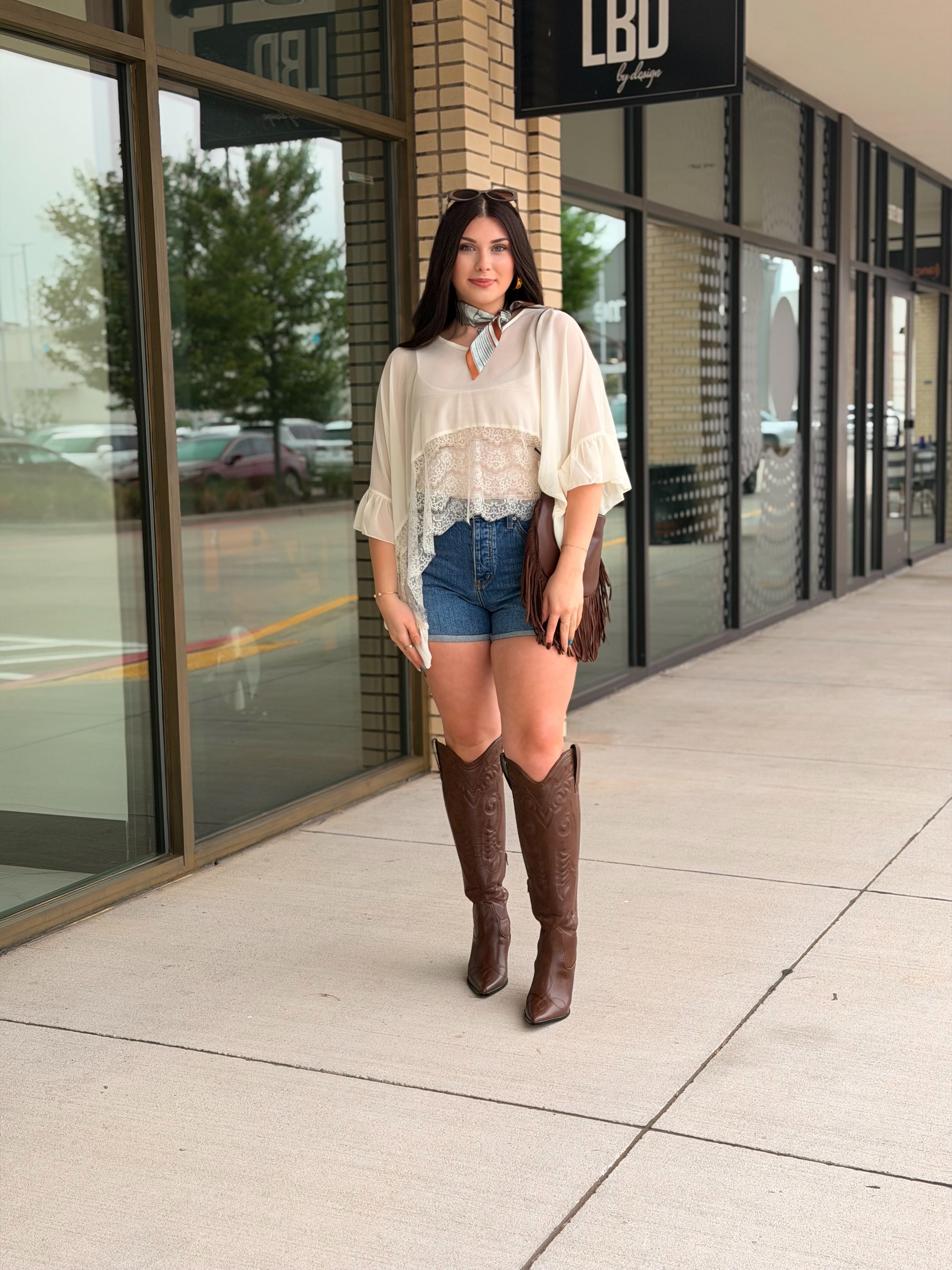Maddy Ivory Ruffled Sheer Chiffon & Lace Poncho