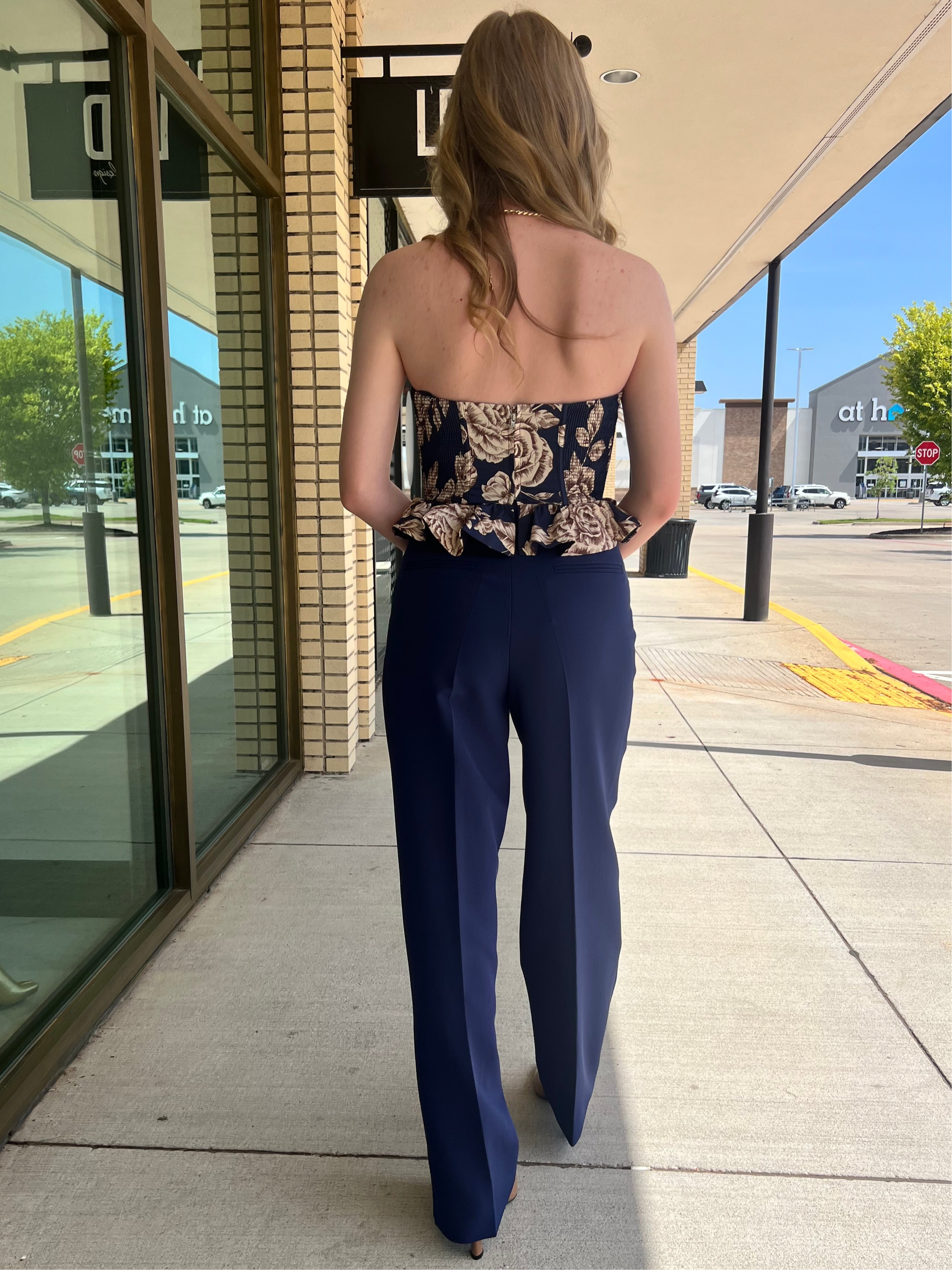 Lana Navy Floral Corset Top