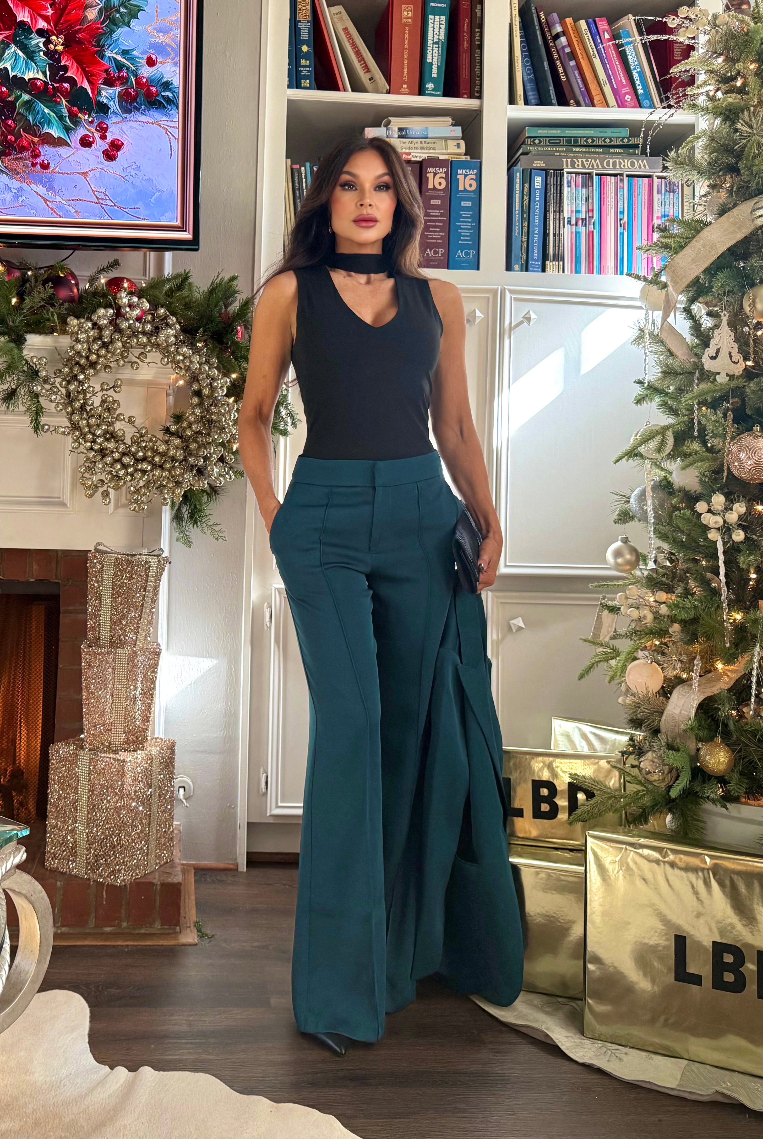 Krista Teal Pleated Pants