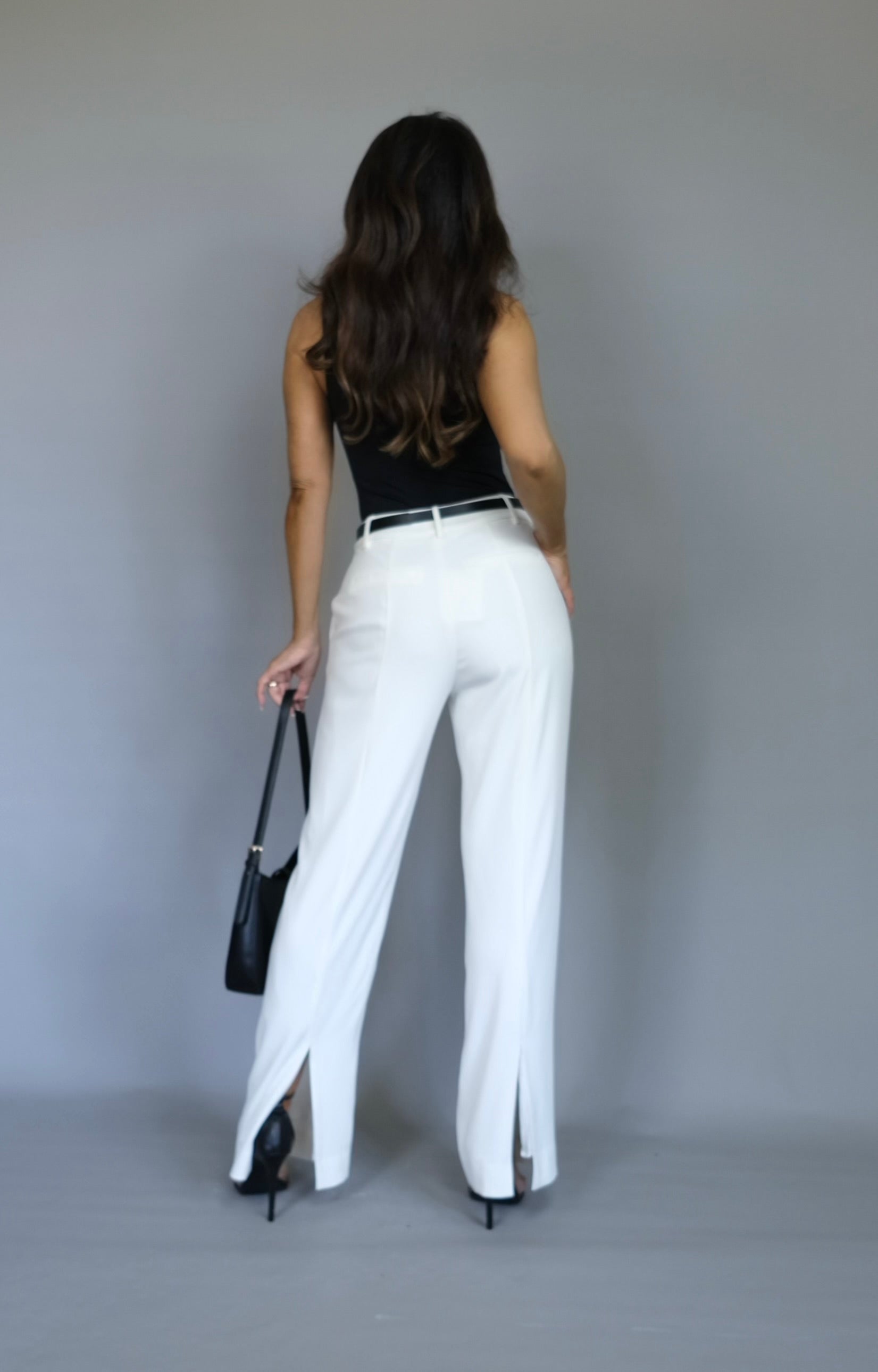 Joey white straight leg trouser pant