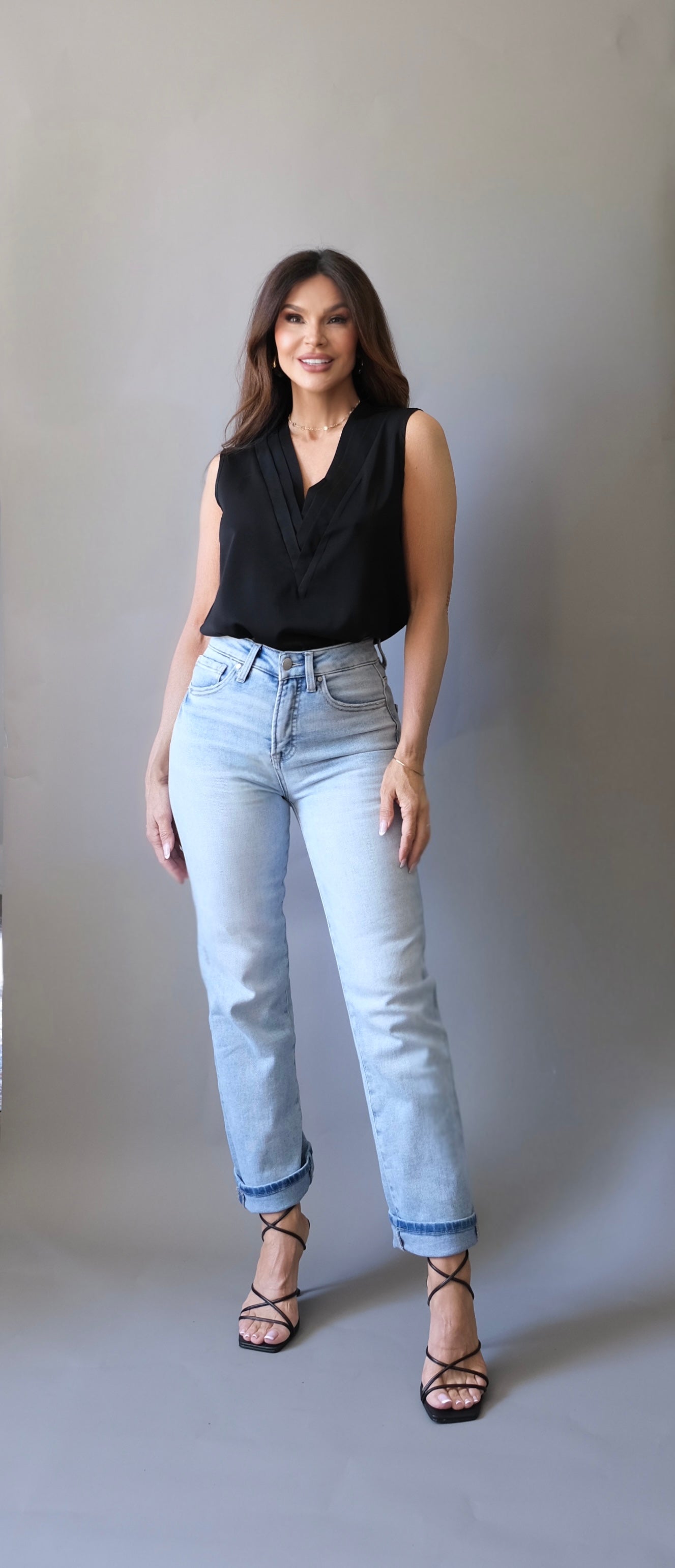 Lauryn black v-neck blouse