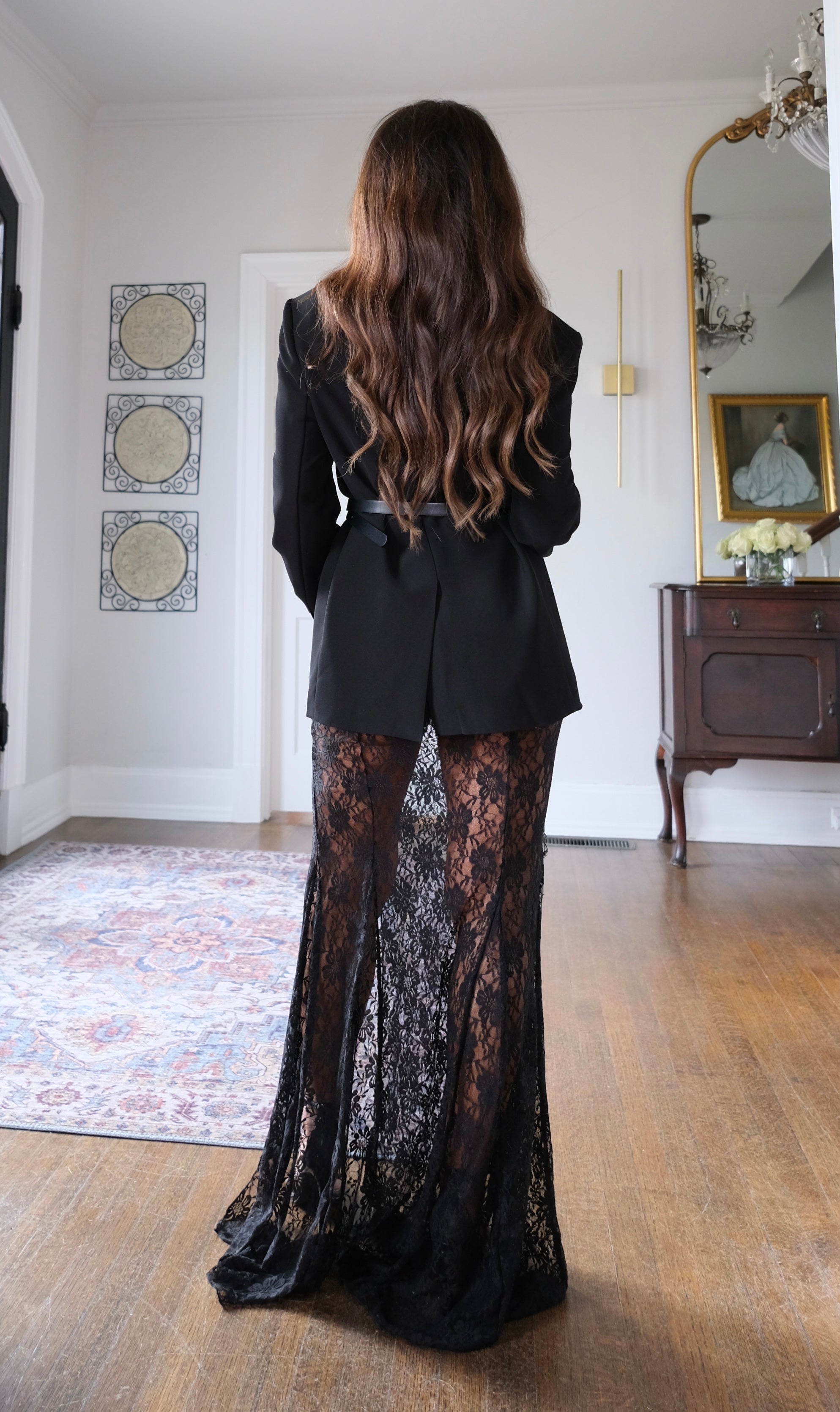 Fanny black lace maxi skort