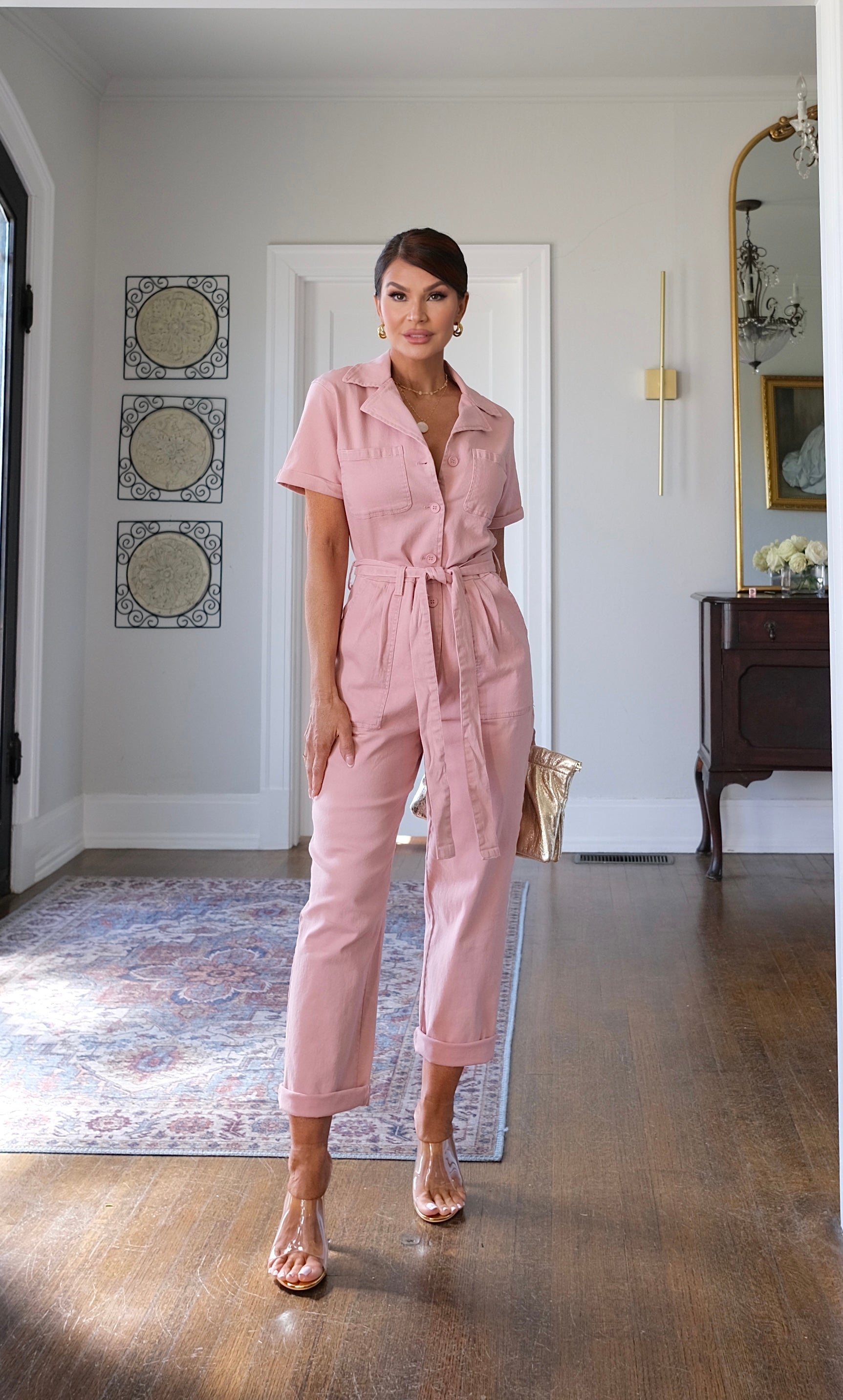 Kendall dusty pink washed utility jumper